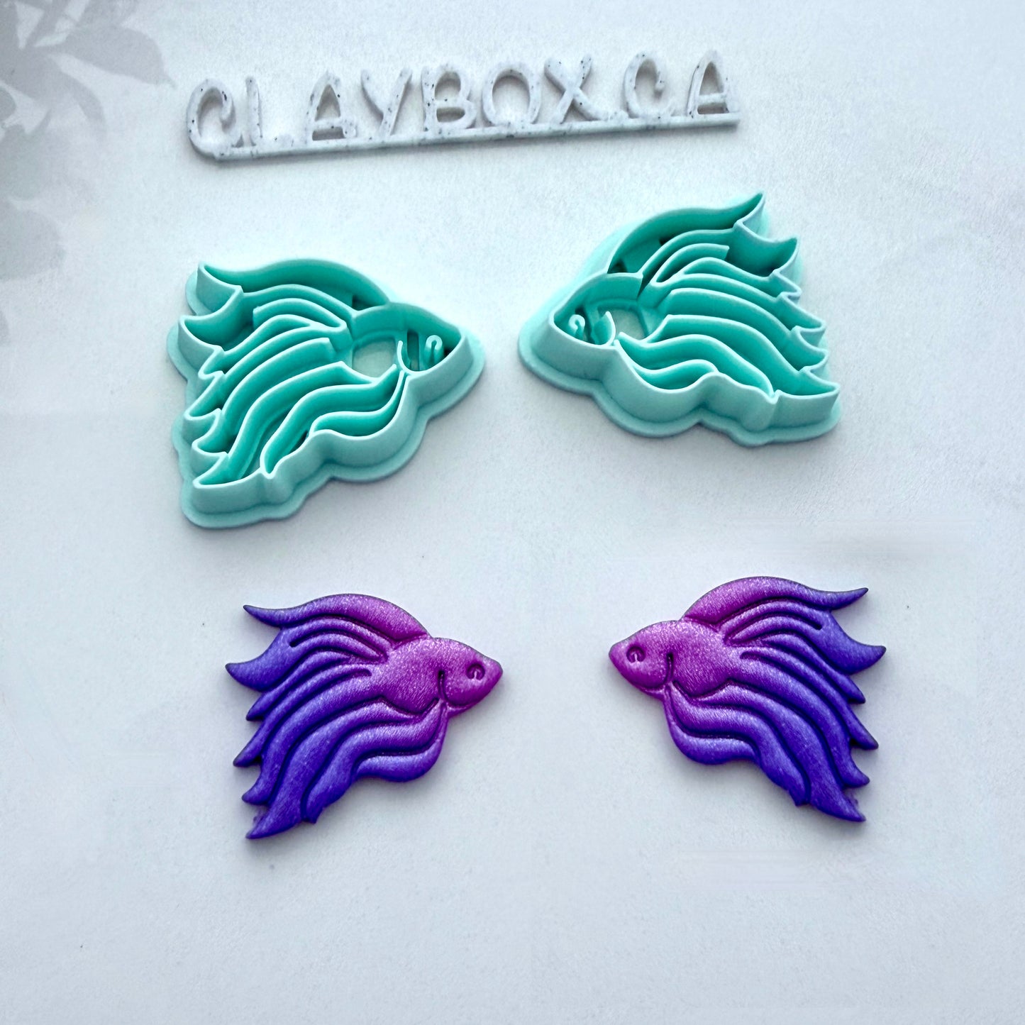 Fighting Fish Polymer Clay Cutter Pair - Betta Fish Clay Cutters - Mirror Image Earring Cutter - Polymer Clay Tools