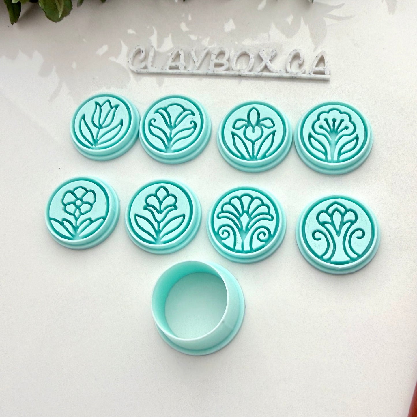 Art Nouveau Flower Stamps - Polymer Clay Deboss Stamp Sets - Floral Stamps with Cutter