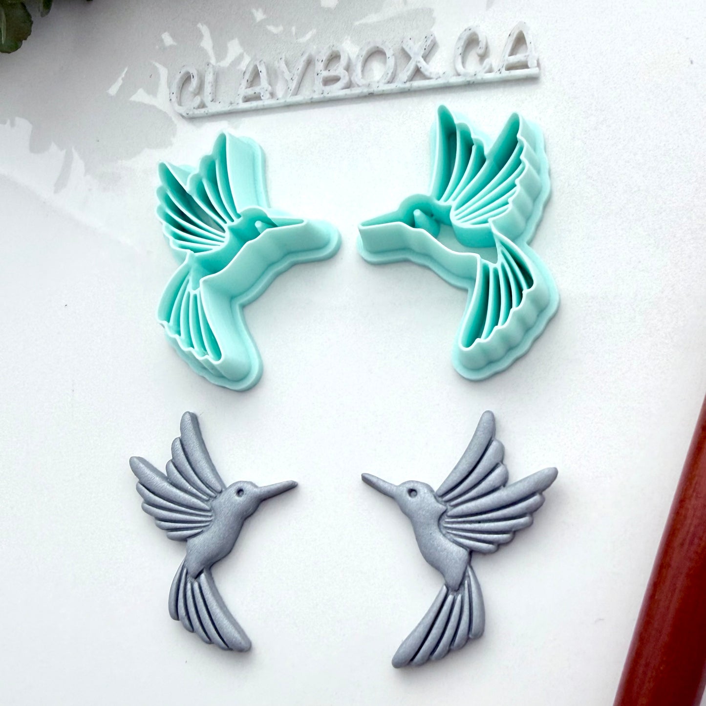 Hummingbird Cutter Pair - Polymer Clay Cutters - Mirrored Bird Earring Cutters