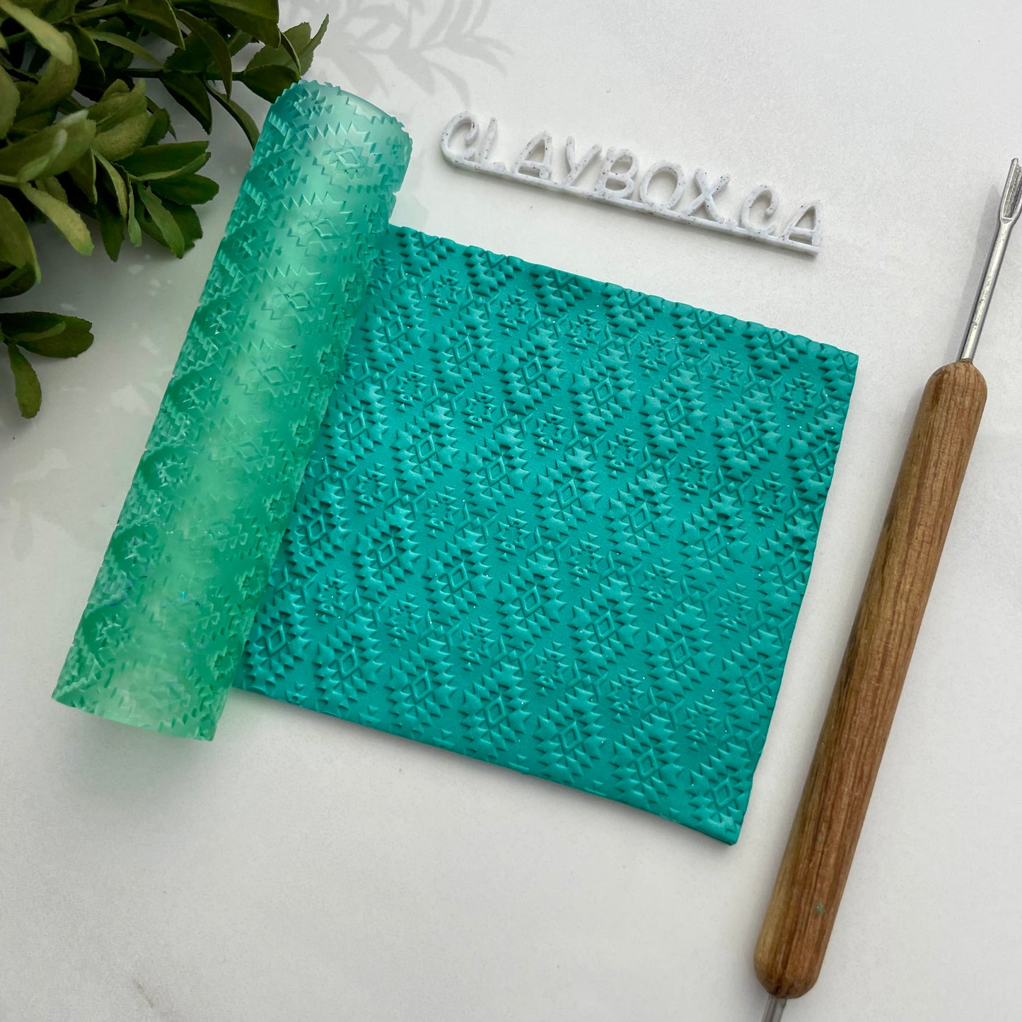 Polymer Clay Texture Roller – Southwest Aztec Pattern Roller – Clay Slab Texture Tool – Geometric Clay Roller