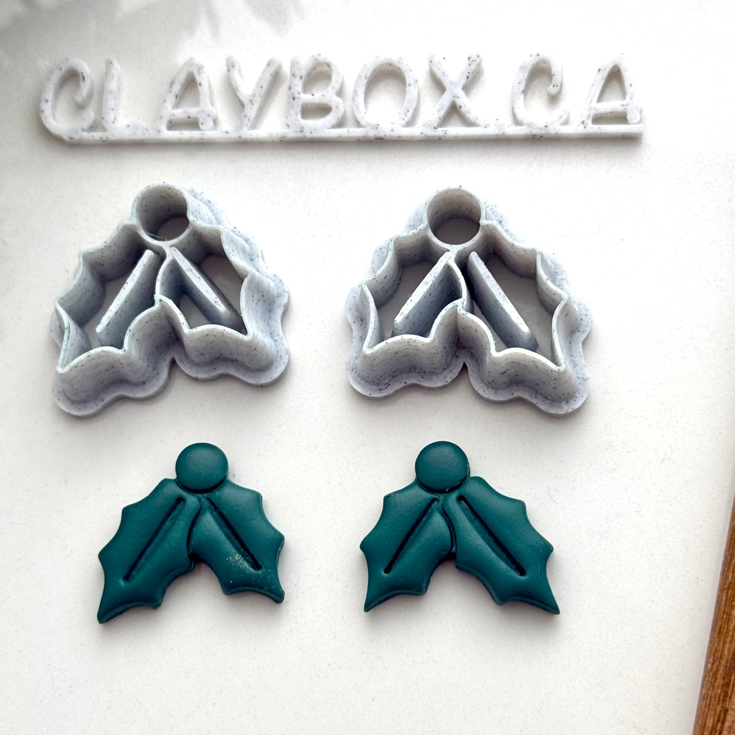 Holly Berry Cutter with Stamp Lines for Polymer Clay - Stamp and Cutter Pair