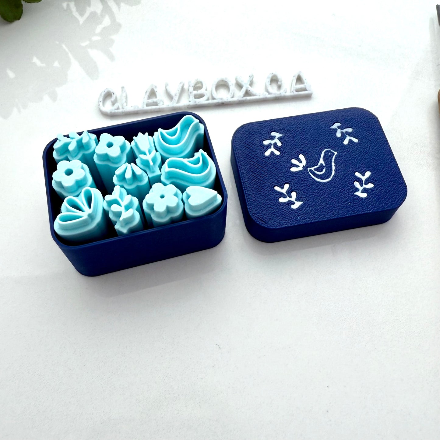 Folk Art Stamp Set for Polymer Clay - Mini Clay Stamps - Floral & Bird Texture Stamps - Polymer Clay Tools with Storage Box