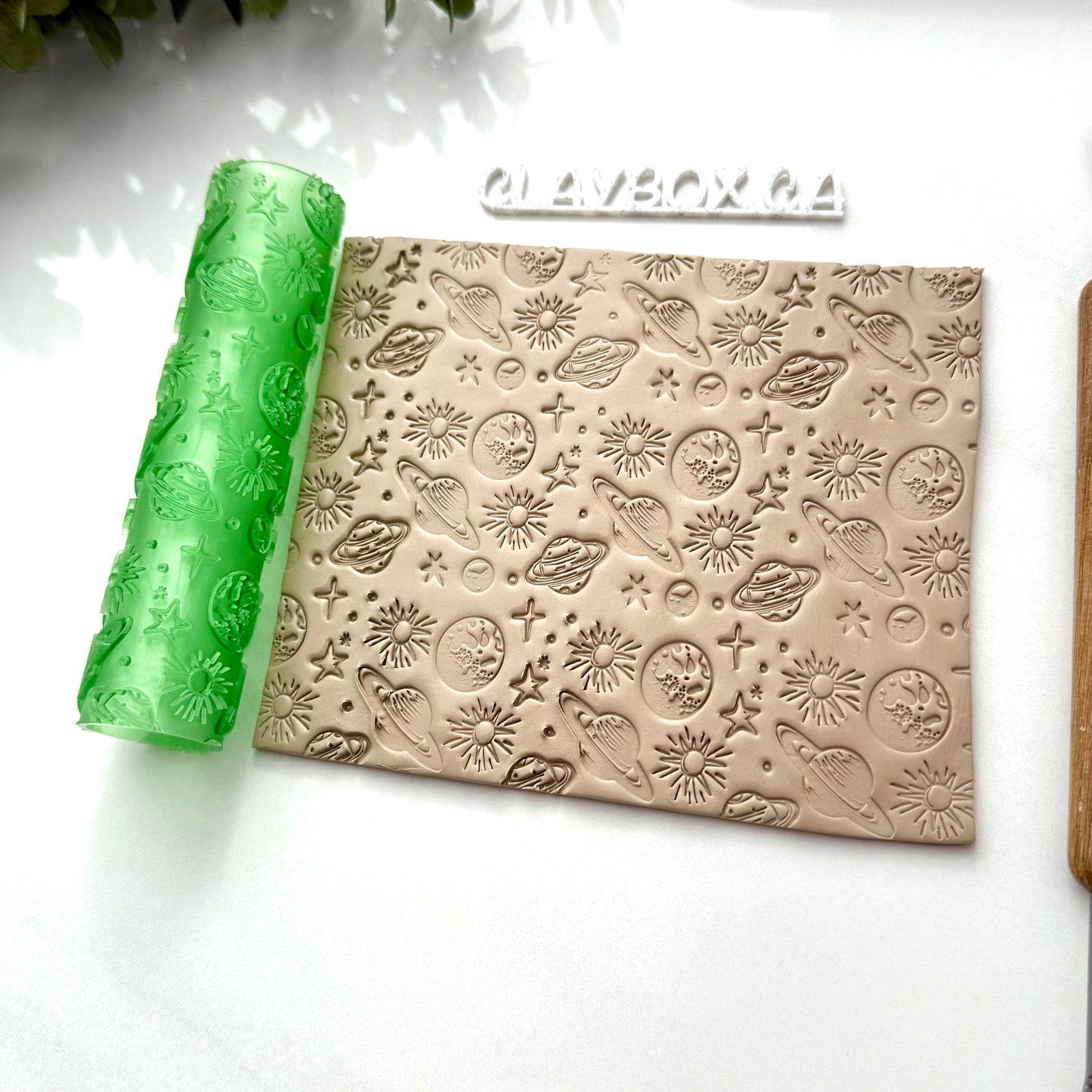 Planets & Stars Texture Roller for Polymer Clay | Space Theme Embossing Roller | 3D Printed Clay Texture Tool