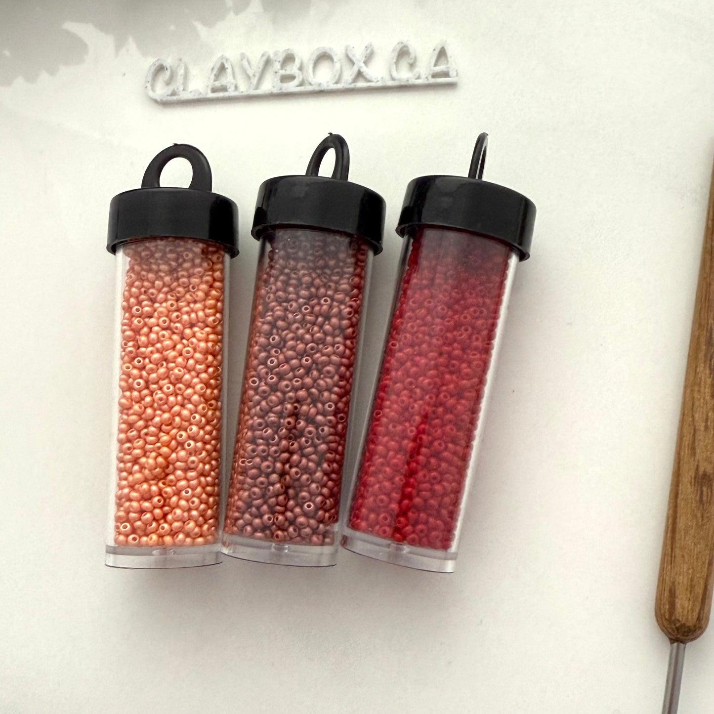 Autumn Spice Bead Trio – Preciosa Czech 11/0 Seed Beads in Apricot, Brown, and Dark Red – 3 x 20g Vials