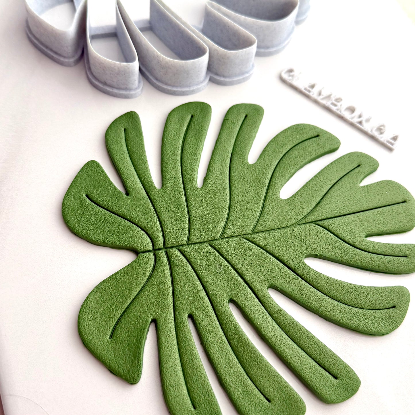 Tropical Leaf Clay Cutter & Stamp Set – Monstera Style | Pottery Tools | Polymer Clay Cutter | Botanical Texture Stamp