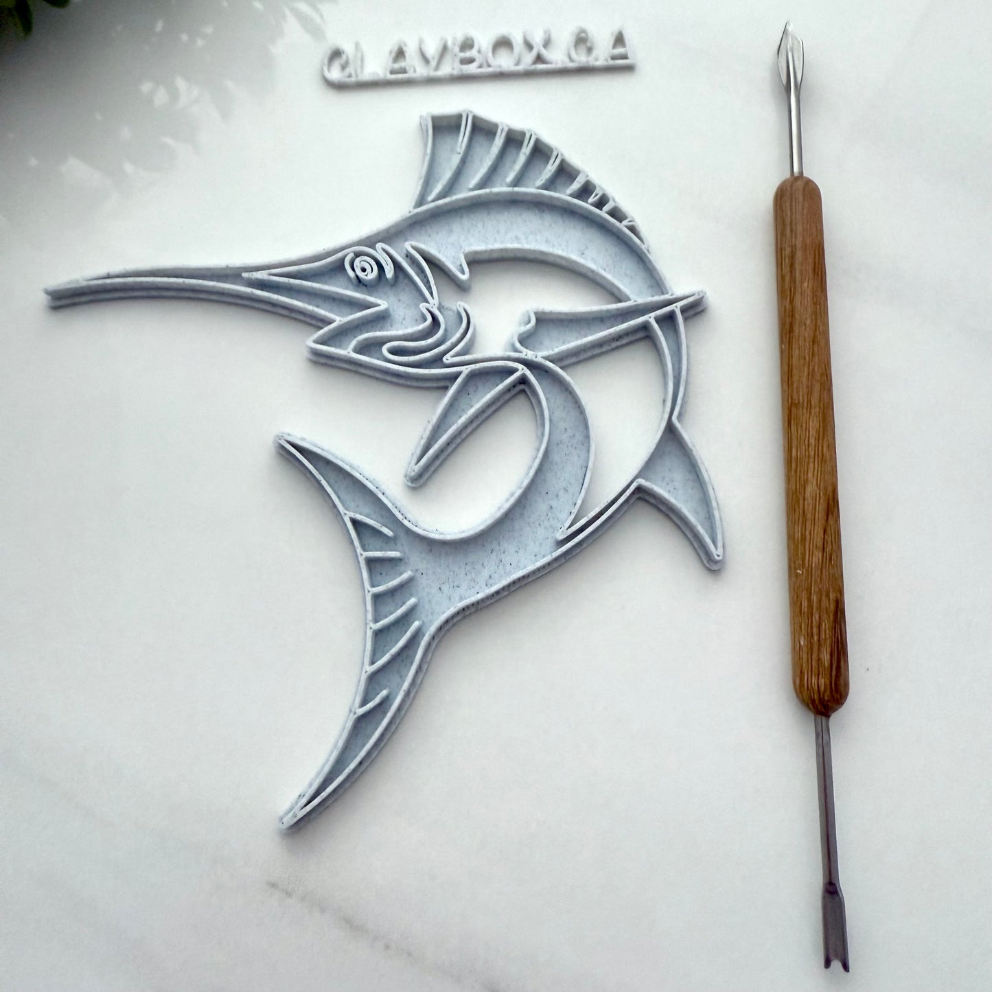 Large Blue Marlin Clay Stamp | Fish Texture Stamp for Pottery or Polymer Clay
