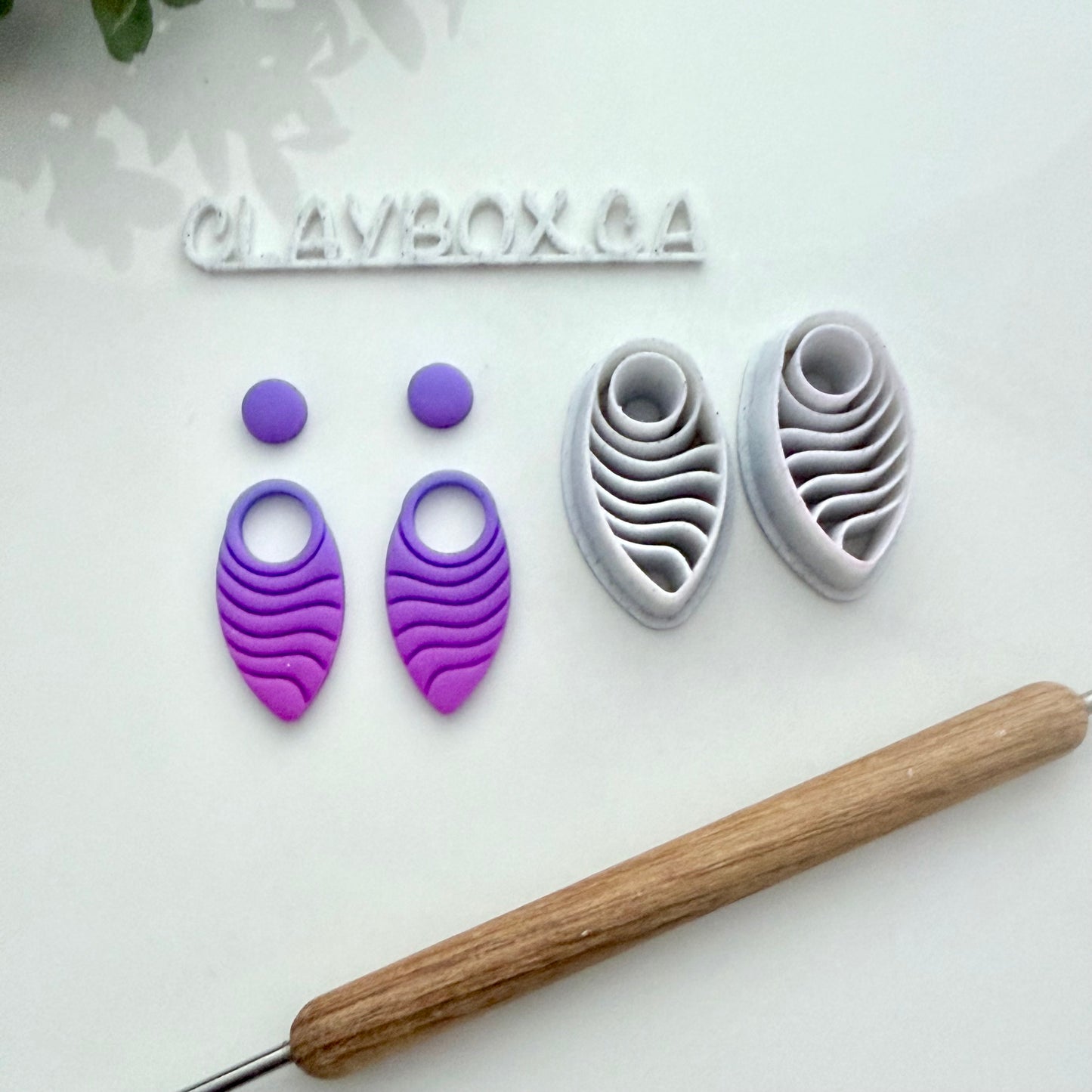 Hoop Wave Dangle Polymer Clay Cutter Pair - Earring Cutter Set - 3D Printed Clay Tools