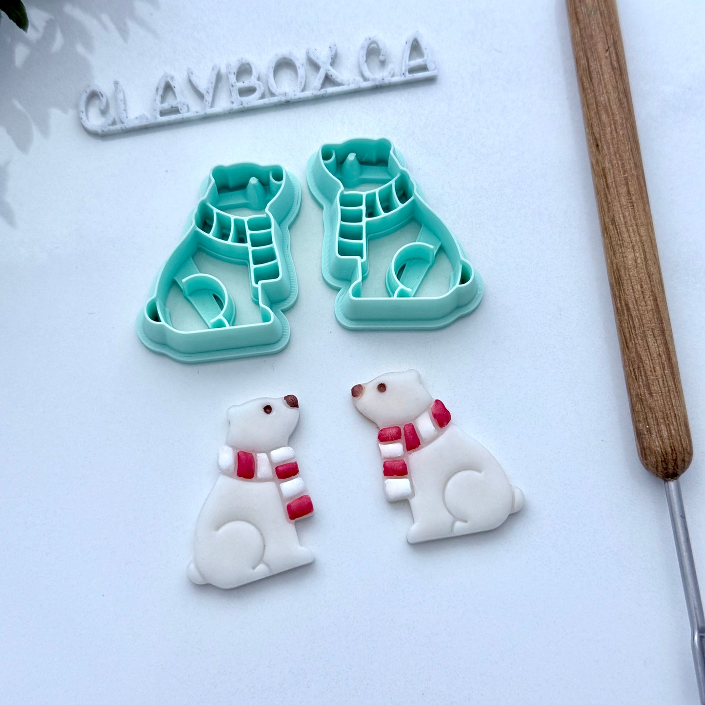 Polar Bear Cutter Pair – Polymer Clay Cutters – Left & Right Set – Tapered Edge for Sharp Cuts