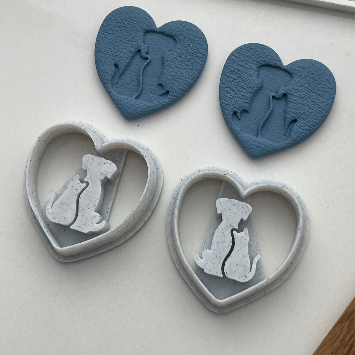 Dog and Cat Heart Cutter Pair for Polymer Clay – Left and Right Set