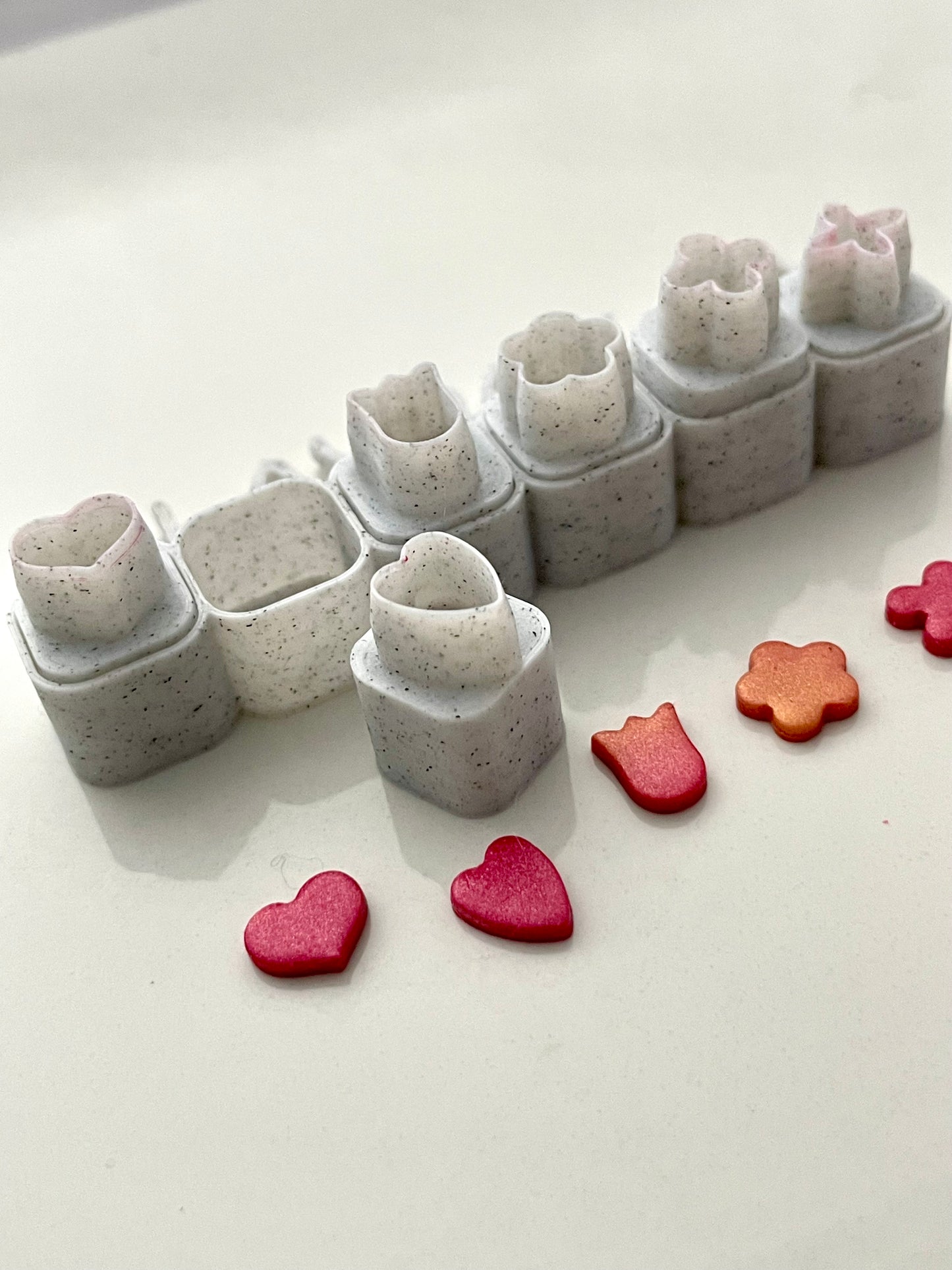 Hearts and Flowers Micro Cutter Set for Polymer Clay – 6 Mini Shapes with Storage Tray