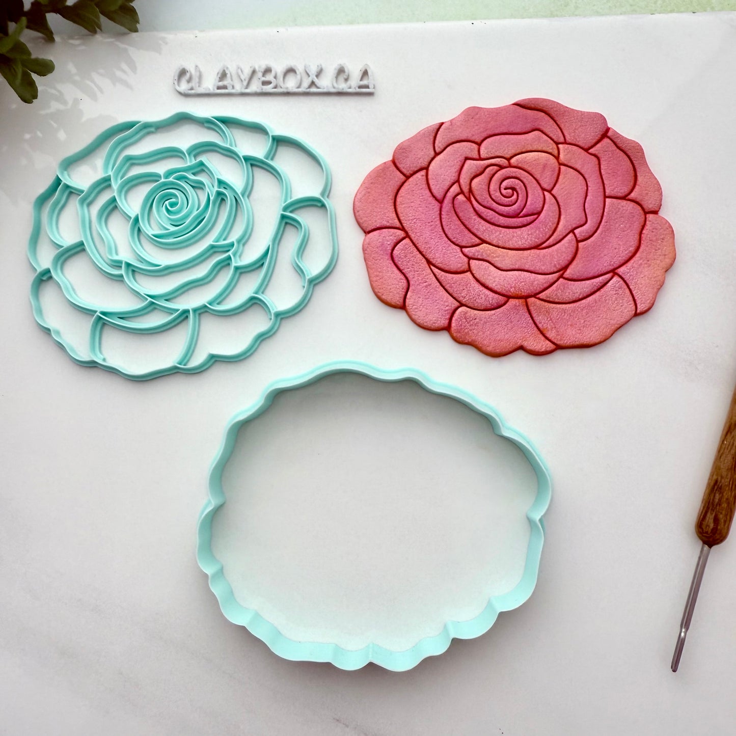 Large Rose Clay Stamp And Matching Cutter