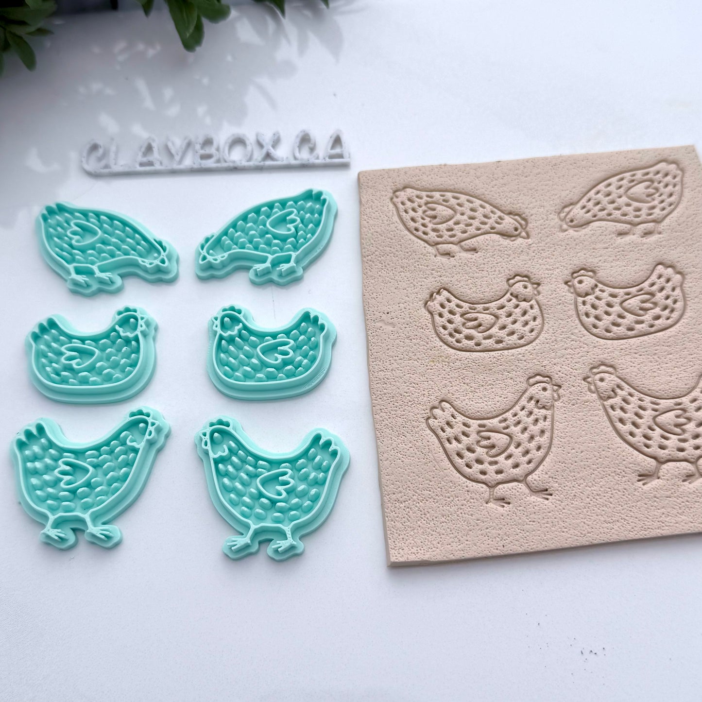 Spotted Chicken Clay Stamp Set – Folk Art Chicken Stamps for Clay