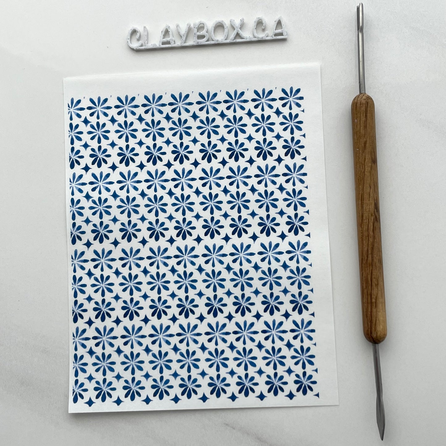 Blue tiles image transfer - for use with polymer clay