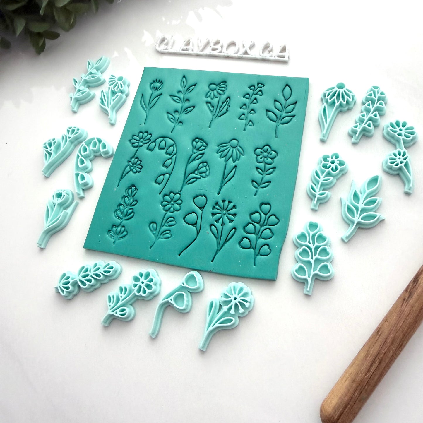 Wildflower Polymer Clay Stamp Set | 15 Floral Clay Stamps | Botanical Texture Tools | Pottery & Polymer Clay