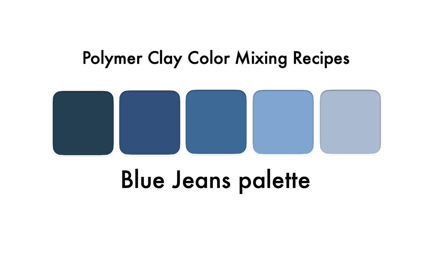 Blue Jeans palette - color recipes for Premo polymer clay