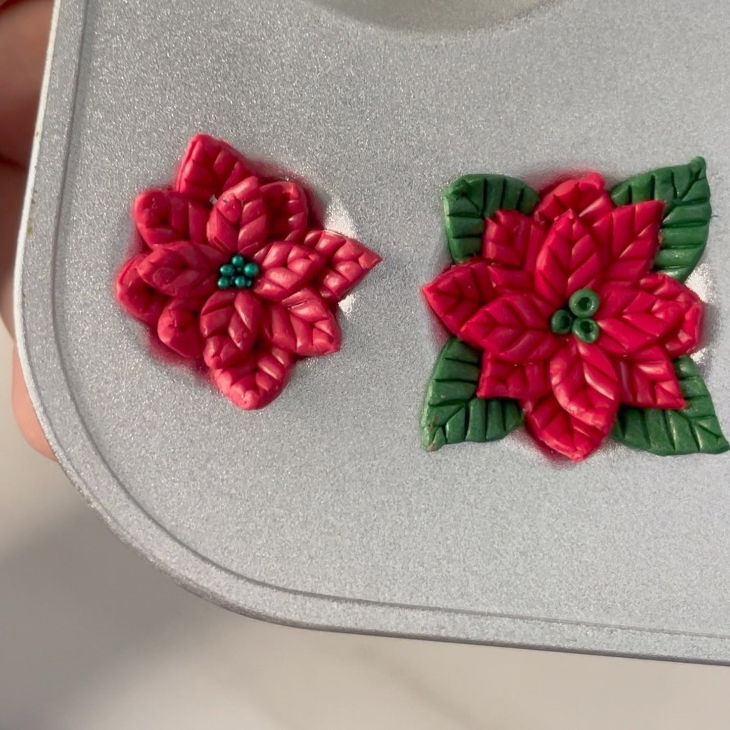 Tiny leaf stamp and cutters - made for use with polymer clay