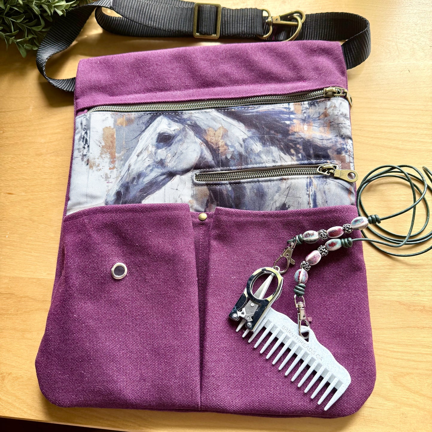 Braiding Apron with Zipper Pockets & Tool Necklace | Horse Grooming Apron | Braider Apron with Comb & Scissors | Equestrian Gear