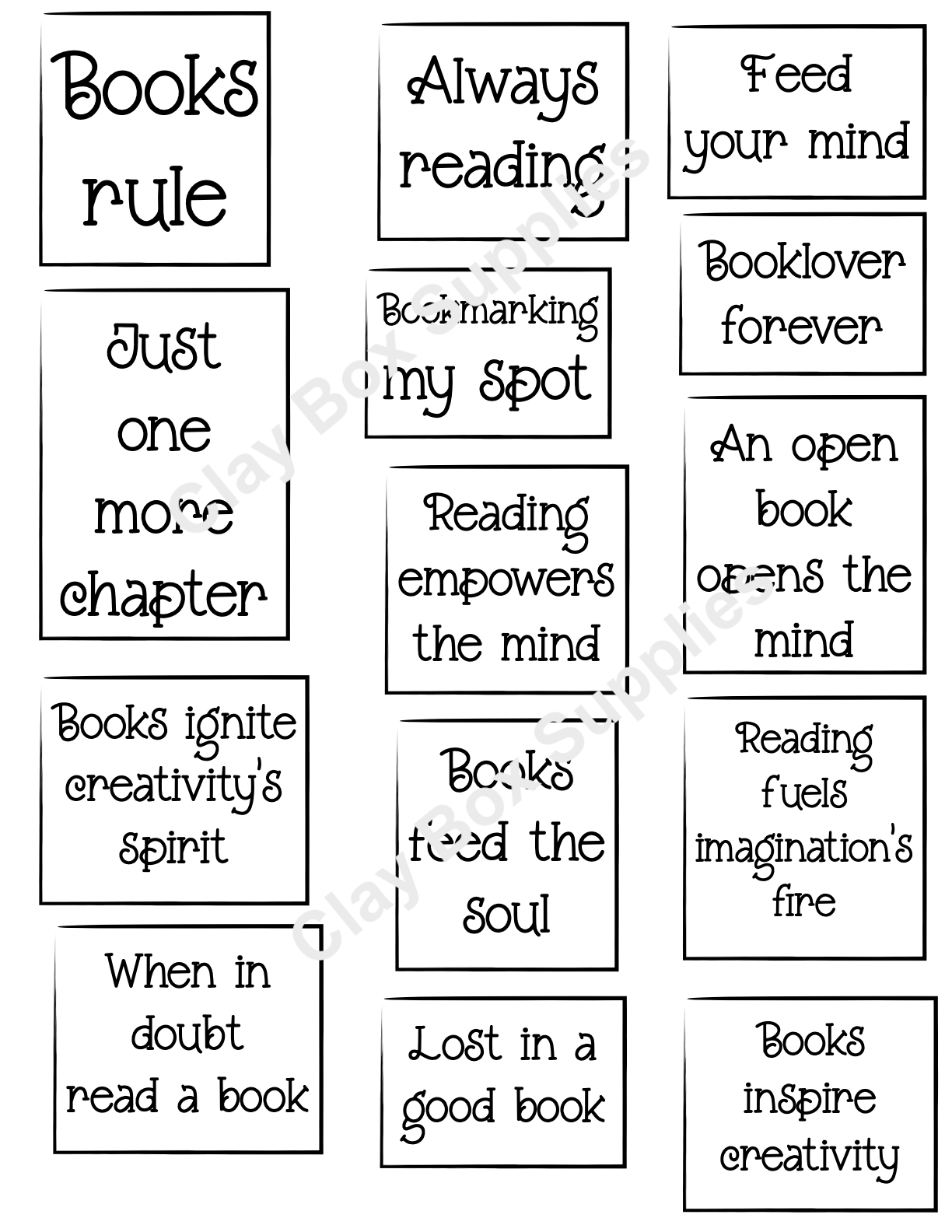 Image transfers - Flower, leaves and phrases for bookmarks