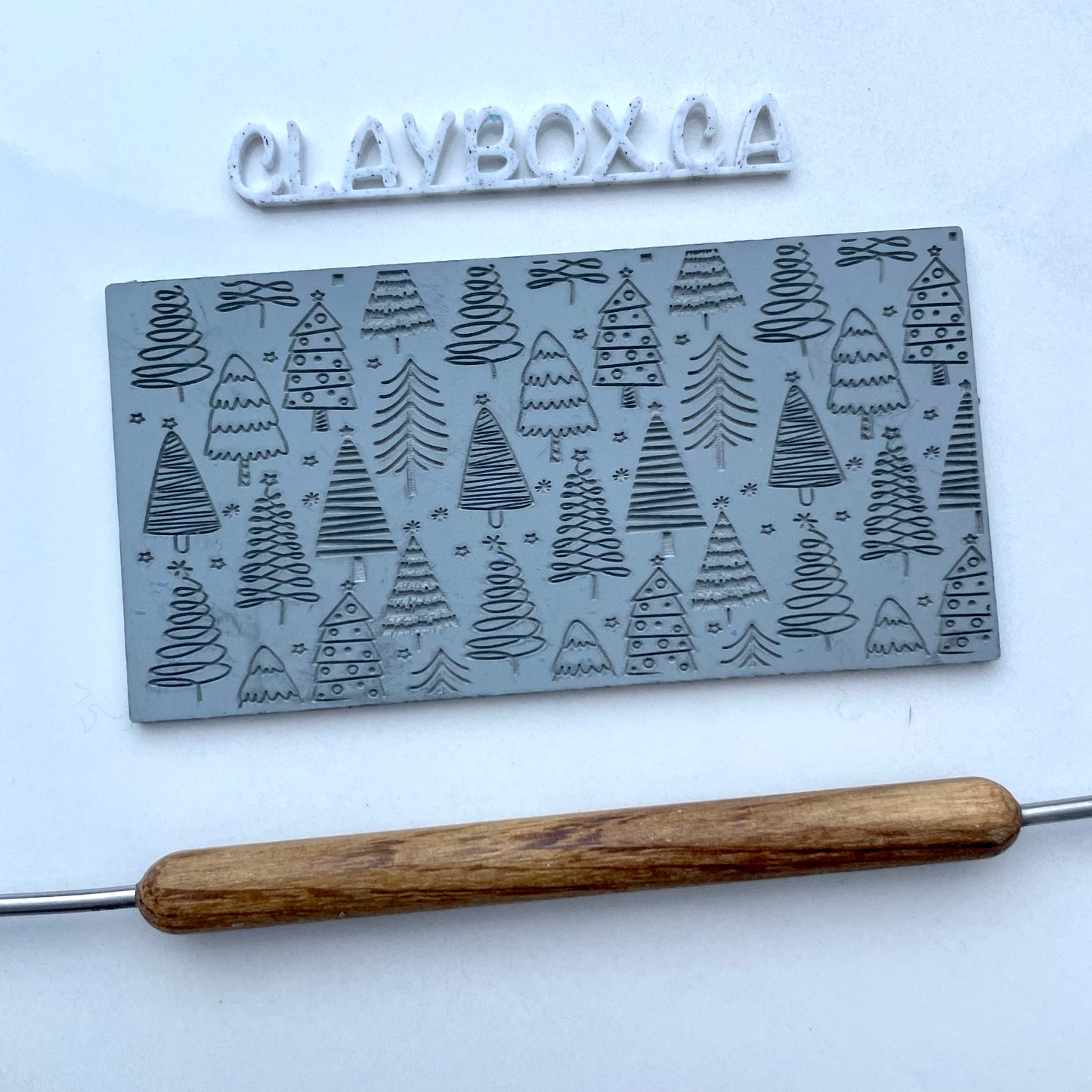 Christmas Tree Texture Mat for Polymer Clay | 2”x4” Rubber Texture Stamp | Detailed Laser Engraved Pattern