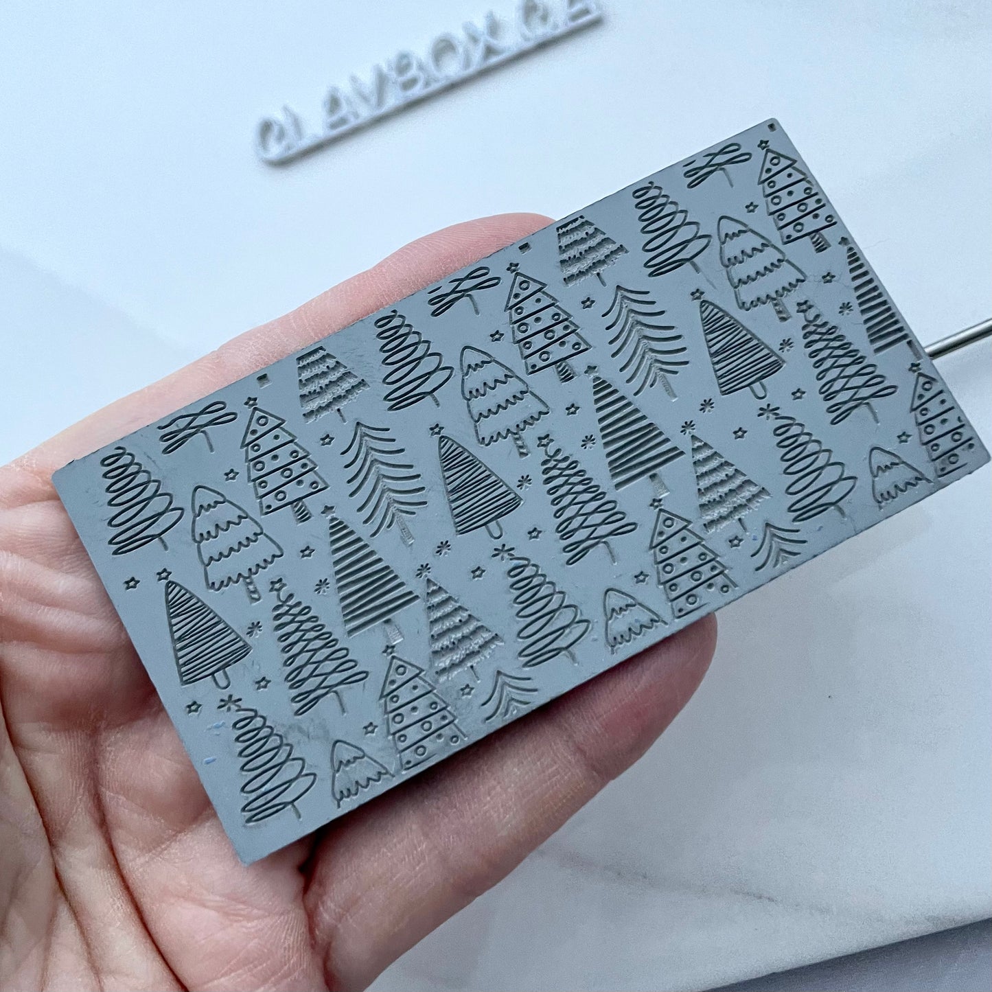 Christmas Tree Texture Mat for Polymer Clay | 2”x4” Rubber Texture Stamp | Detailed Laser Engraved Pattern