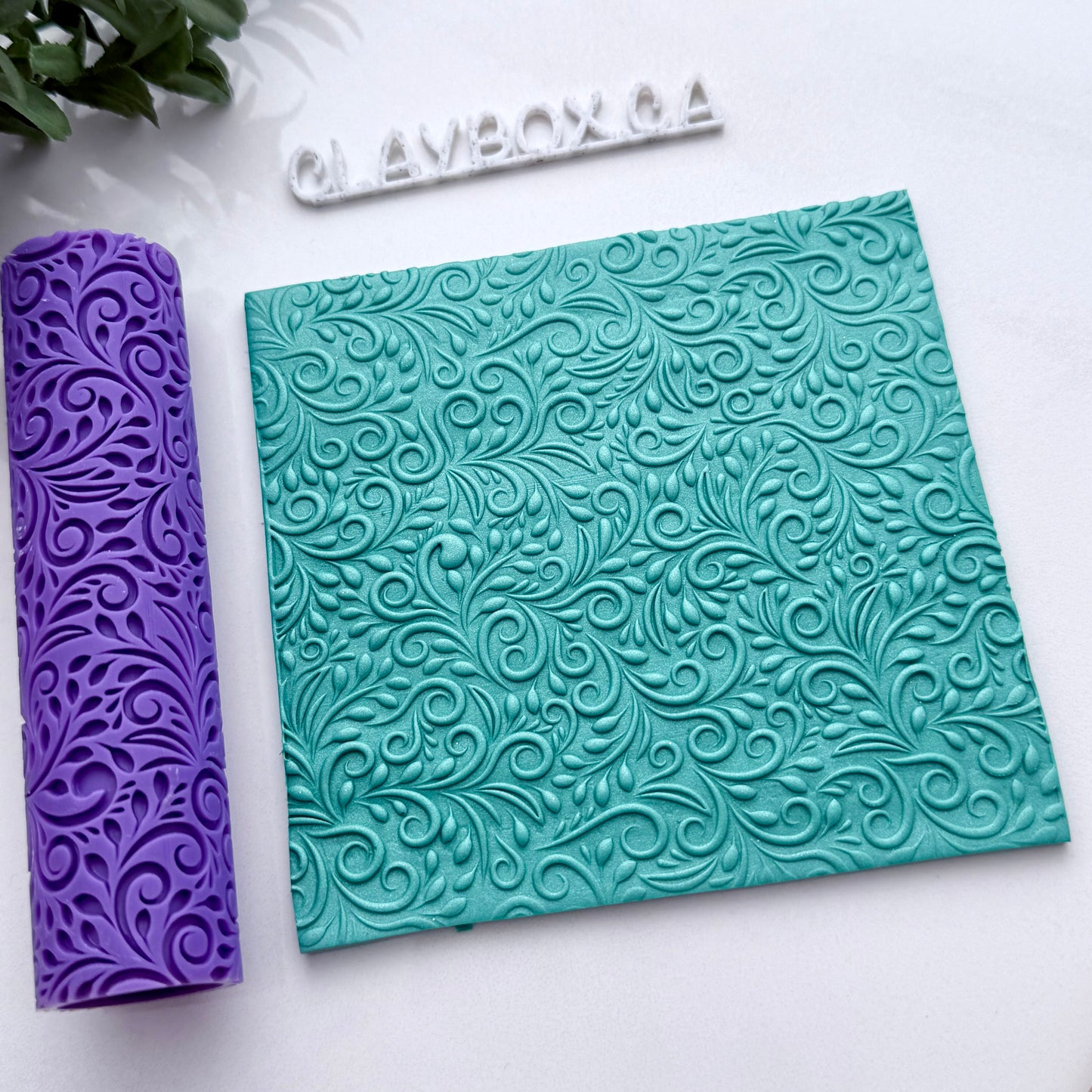 Swirly Leaves Texture Roller | Polymer Clay Roller | Floral Vine Clay Texture Tool | Pottery & Jewelry Making