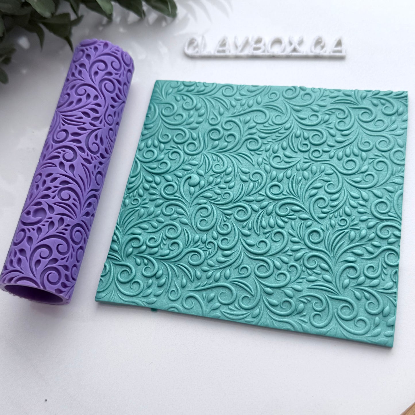 Swirly Leaves Texture Roller | Polymer Clay Roller | Floral Vine Clay Texture Tool | Pottery & Jewelry Making