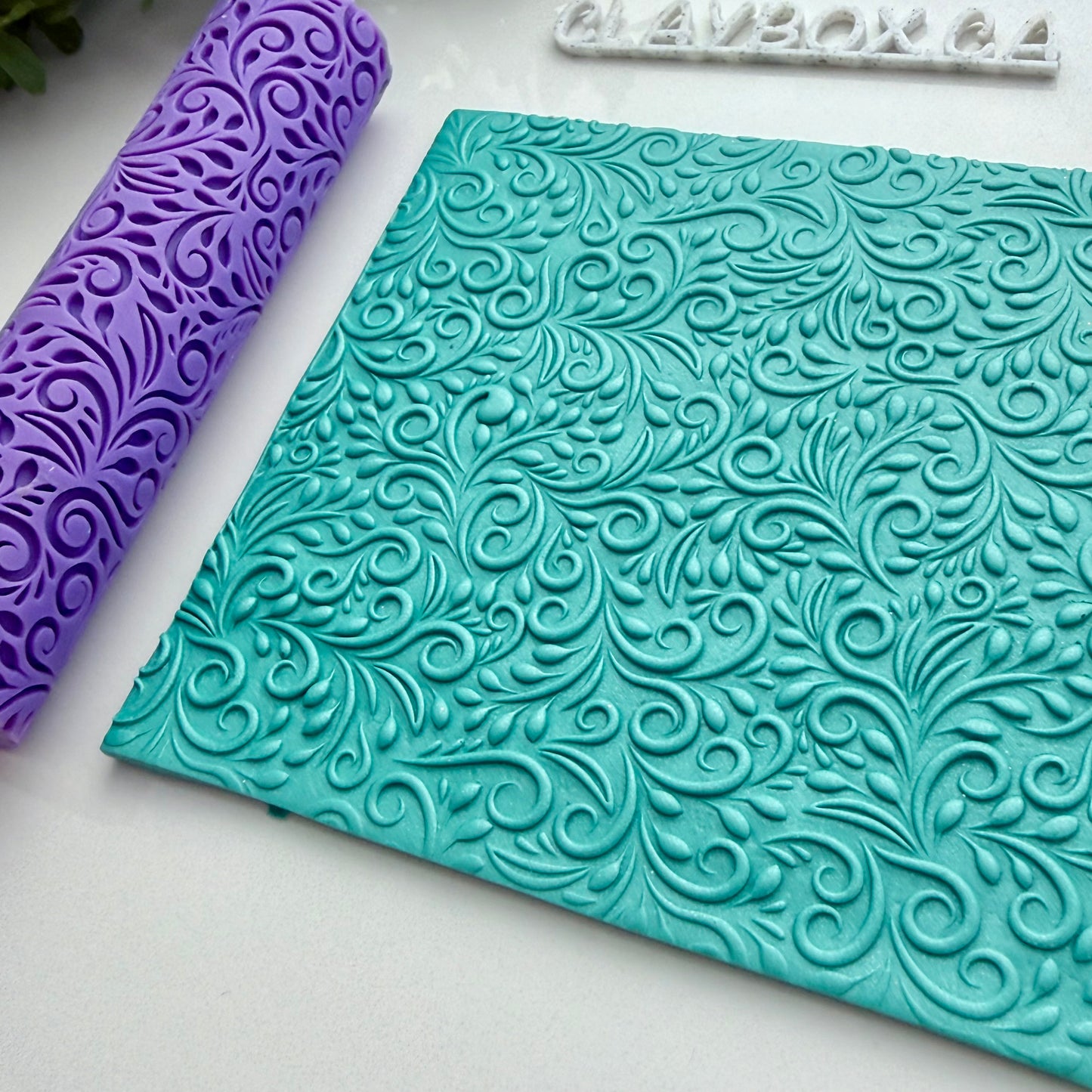 Swirly Leaves Texture Roller | Polymer Clay Roller | Floral Vine Clay Texture Tool | Pottery & Jewelry Making