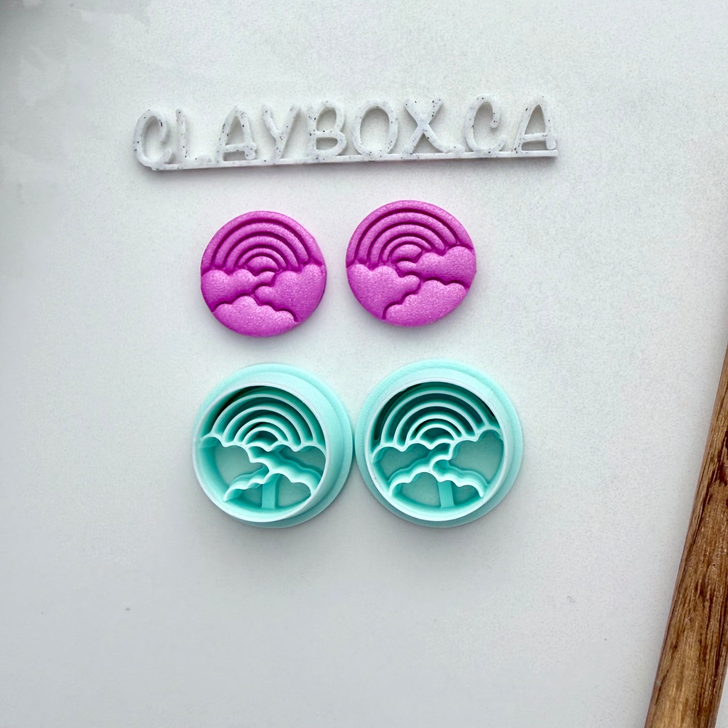 Rainbow Cloud Polymer Clay Cutter Pair - Rainbow Earring Cutters - Cute Sky Clay Cutter Set