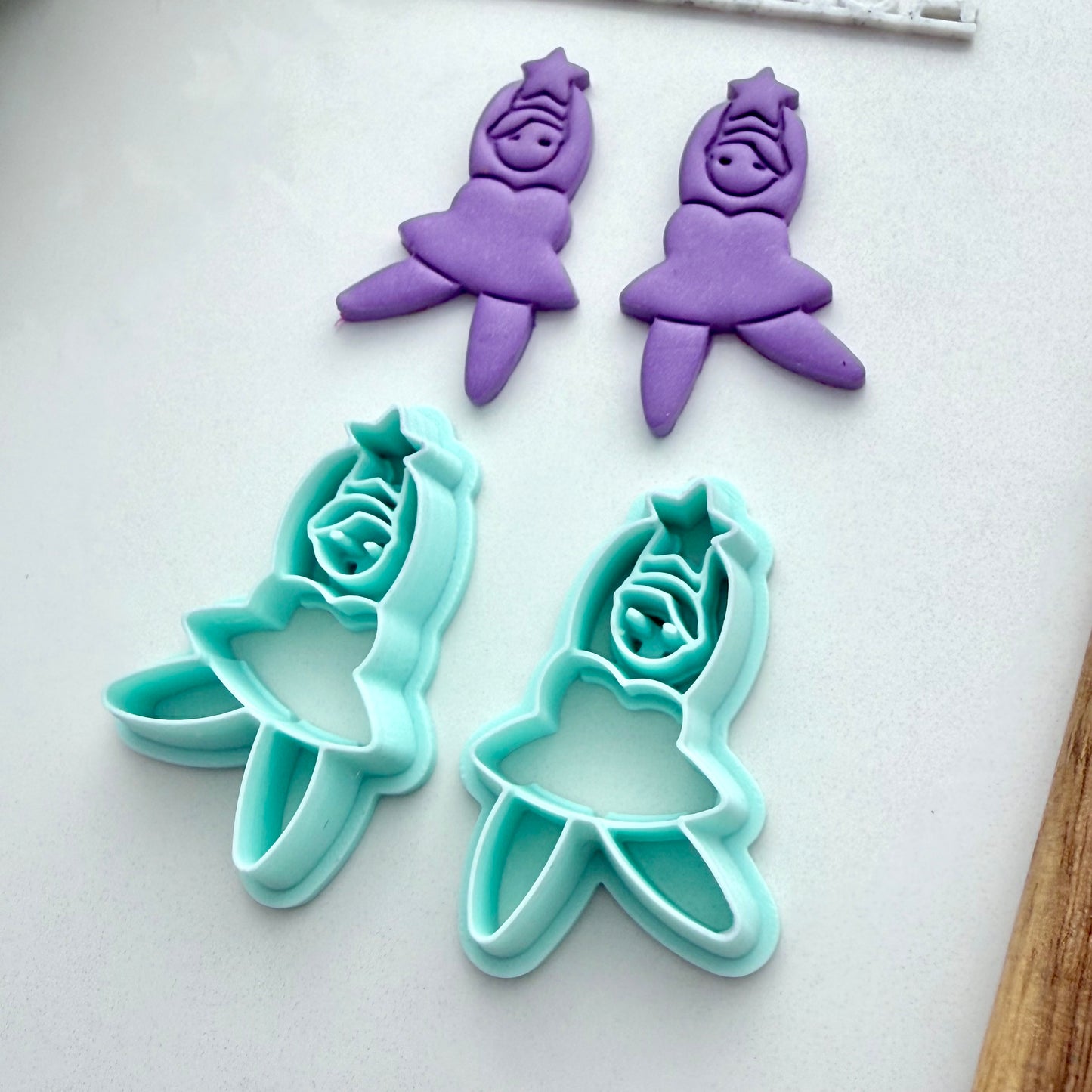 Dancing Angel Polymer Clay Cutter Pair - Christmas Angel Earrings - Holiday Clay Cutter Set