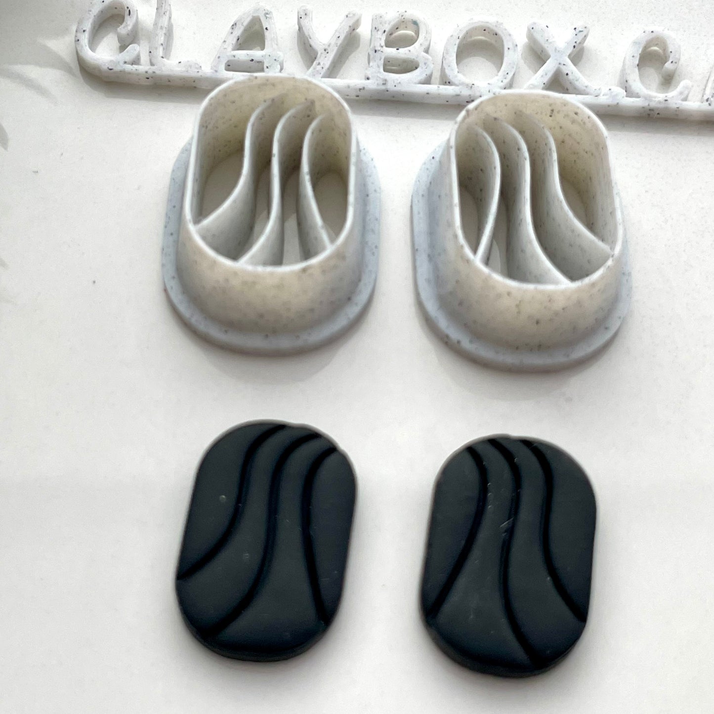 Fluid Rectangle Cutter Pair for Polymer Clay – Left & Right Stamp Design