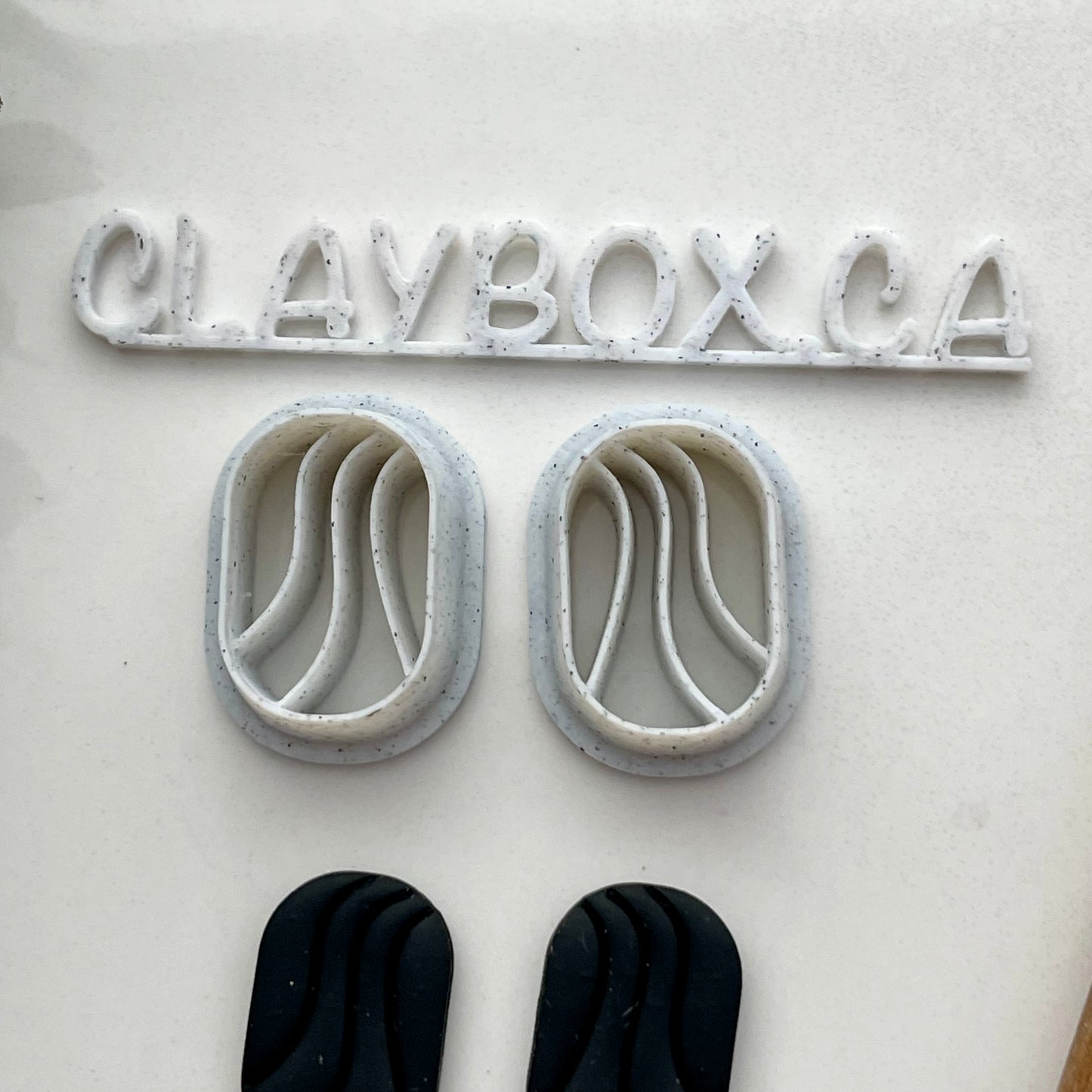 Fluid Rectangle Cutter Pair for Polymer Clay – Left & Right Stamp Design