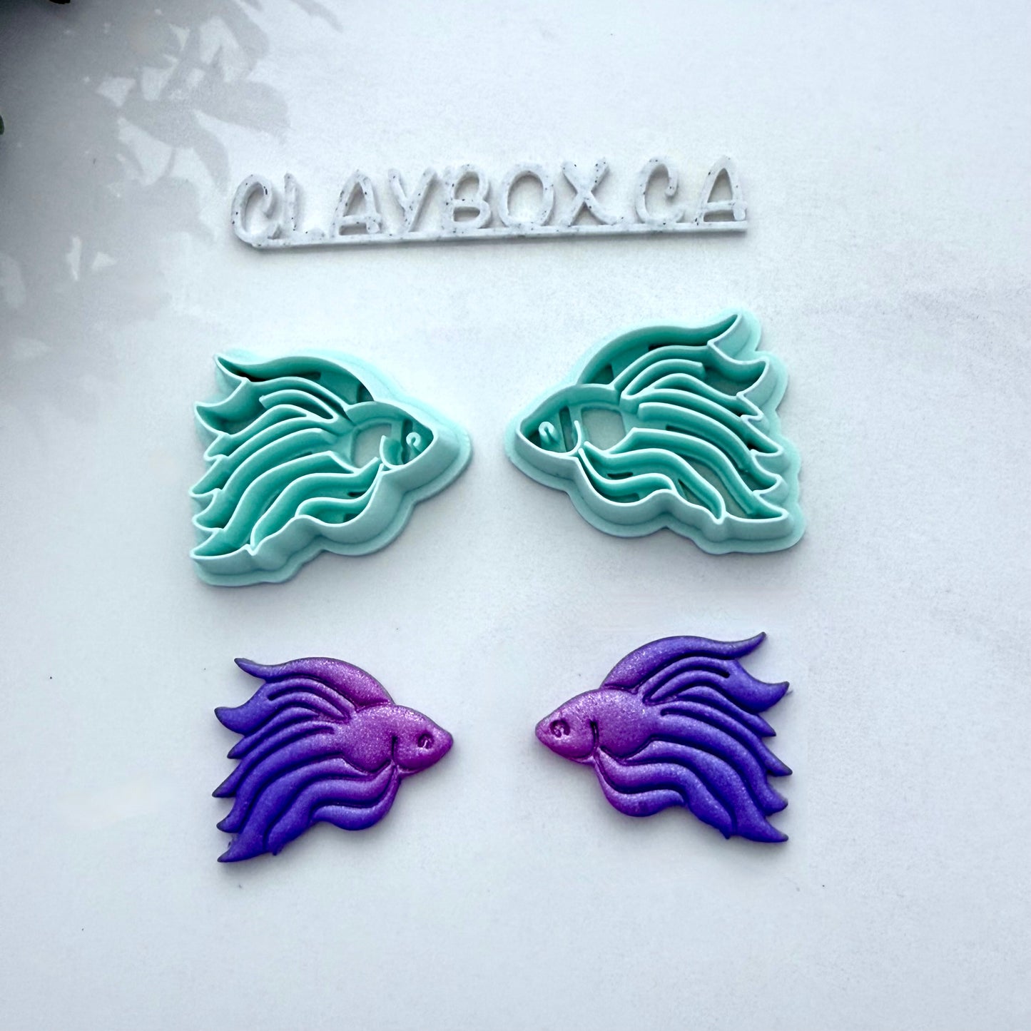 Fighting Fish Polymer Clay Cutter Pair - Betta Fish Clay Cutters - Mirror Image Earring Cutter - Polymer Clay Tools