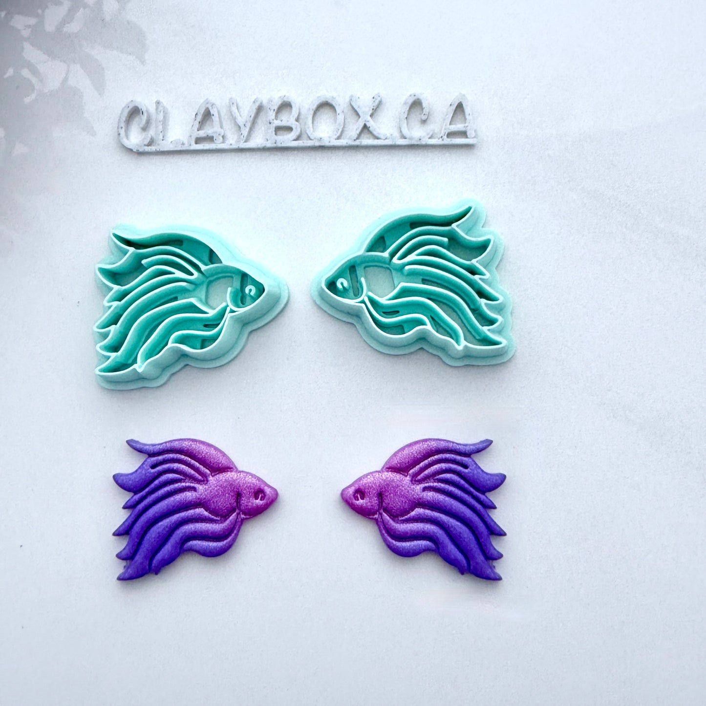 Fighting Fish Polymer Clay Cutter Pair - Betta Fish Clay Cutters - Mirror Image Earring Cutter - Polymer Clay Tools