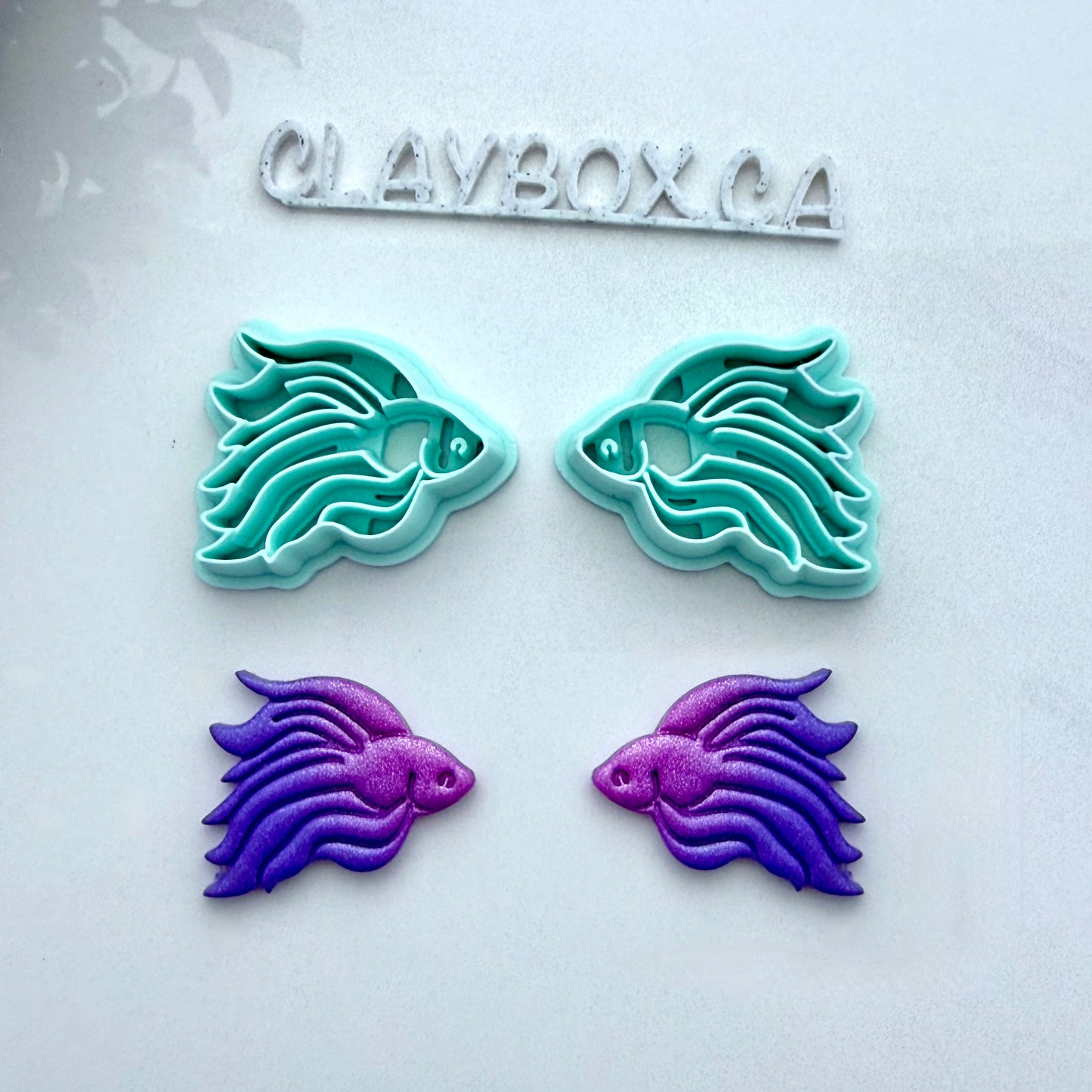 Fighting Fish Polymer Clay Cutter Pair - Betta Fish Clay Cutters - Mirror Image Earring Cutter - Polymer Clay Tools