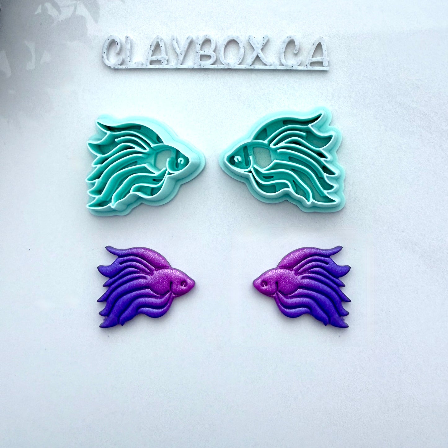 Fighting Fish Polymer Clay Cutter Pair - Betta Fish Clay Cutters - Mirror Image Earring Cutter - Polymer Clay Tools