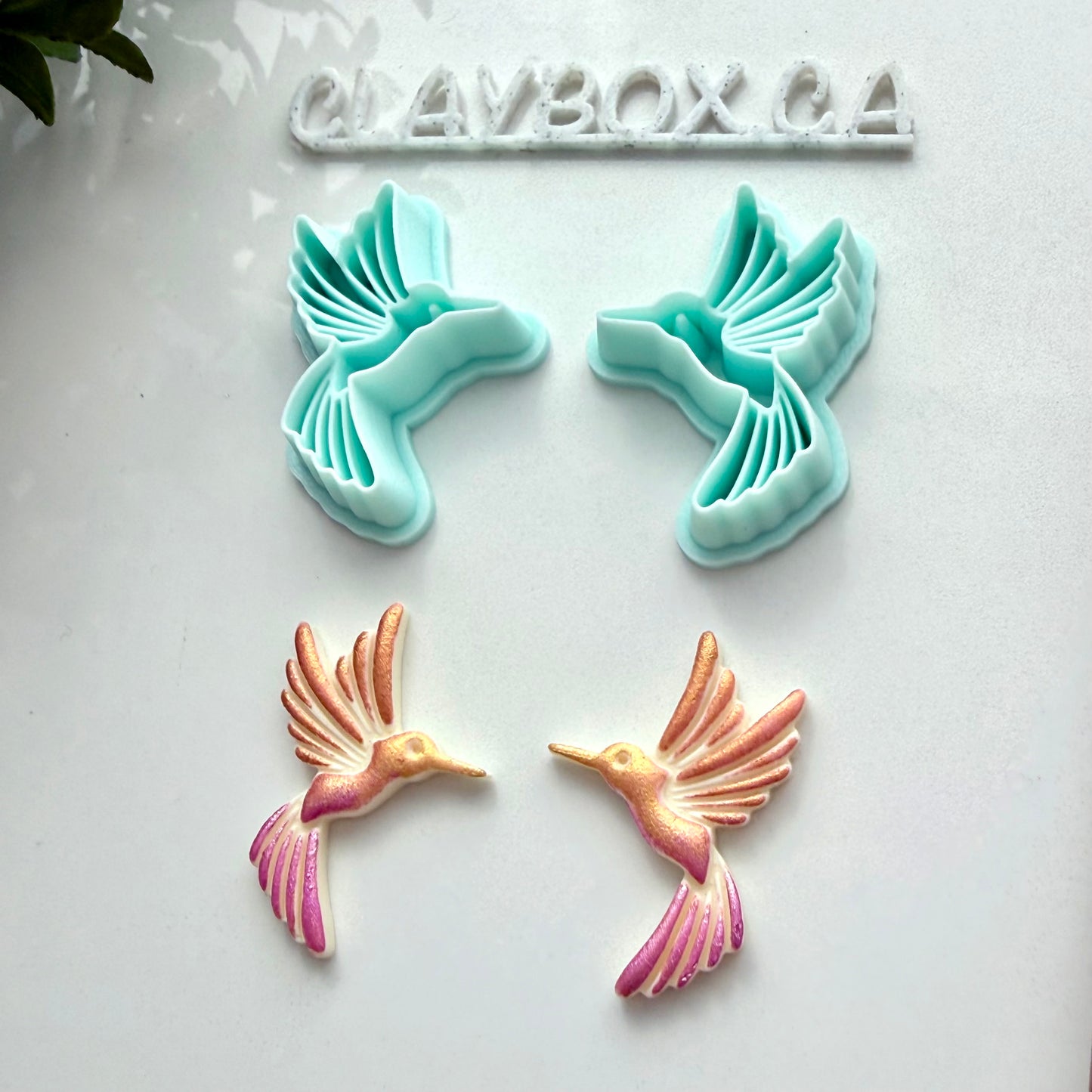 Hummingbird Cutter Pair - Polymer Clay Cutters - Mirrored Bird Earring Cutters