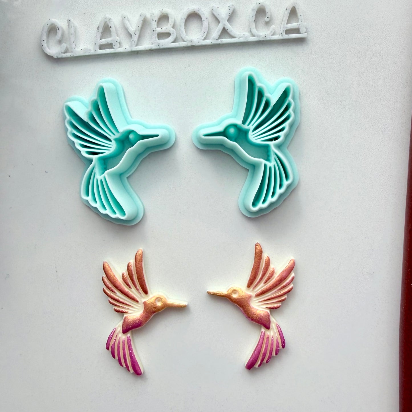 Hummingbird Cutter Pair - Polymer Clay Cutters - Mirrored Bird Earring Cutters