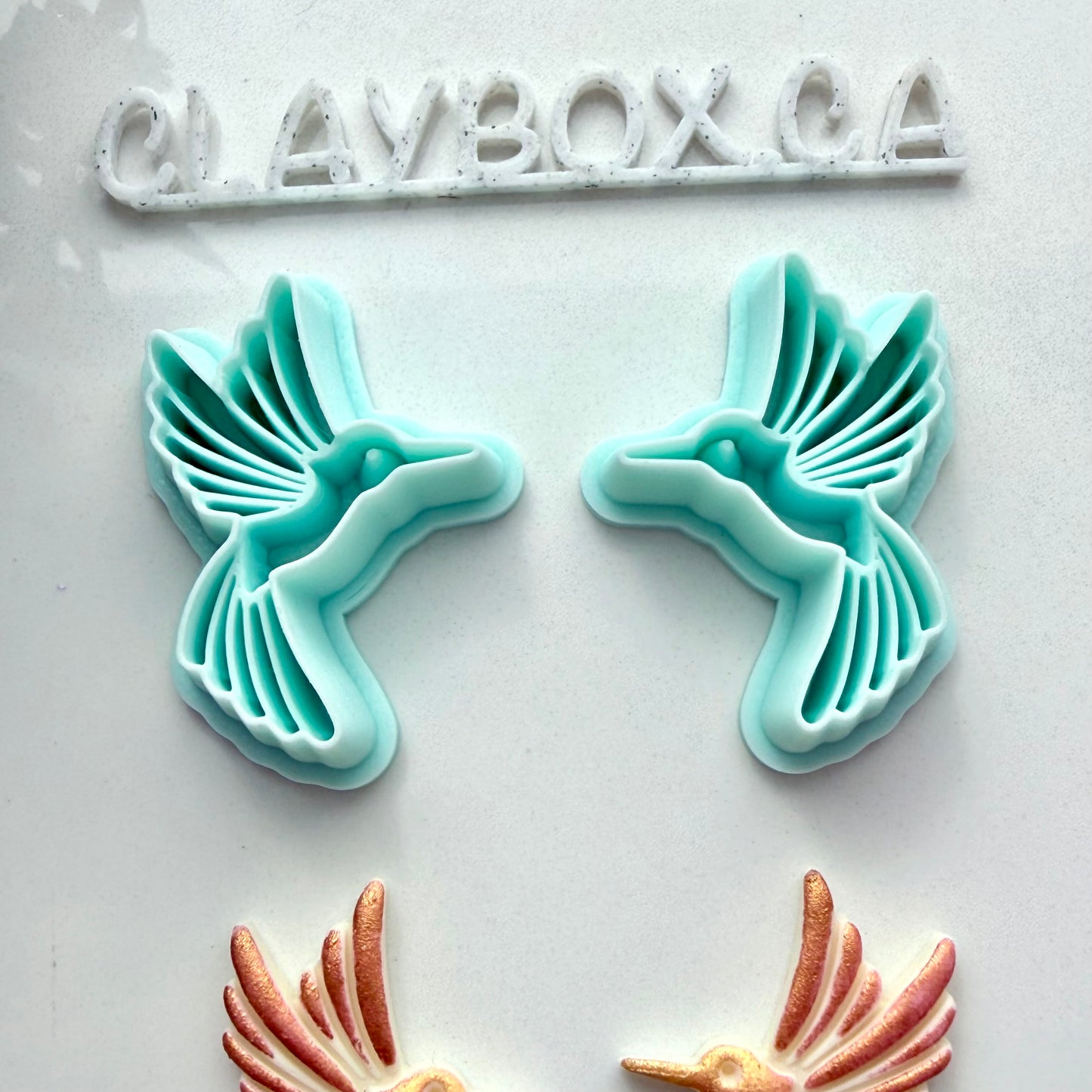 Hummingbird Cutter Pair - Polymer Clay Cutters - Mirrored Bird Earring Cutters