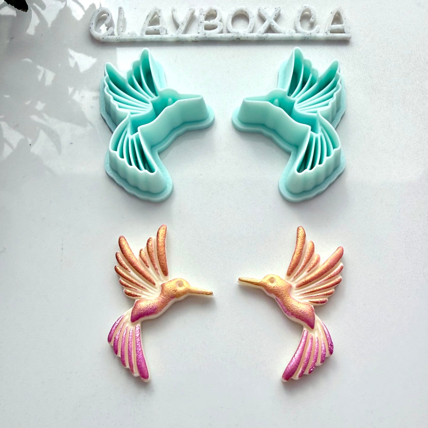 Hummingbird Cutter Pair - Polymer Clay Cutters - Mirrored Bird Earring Cutters