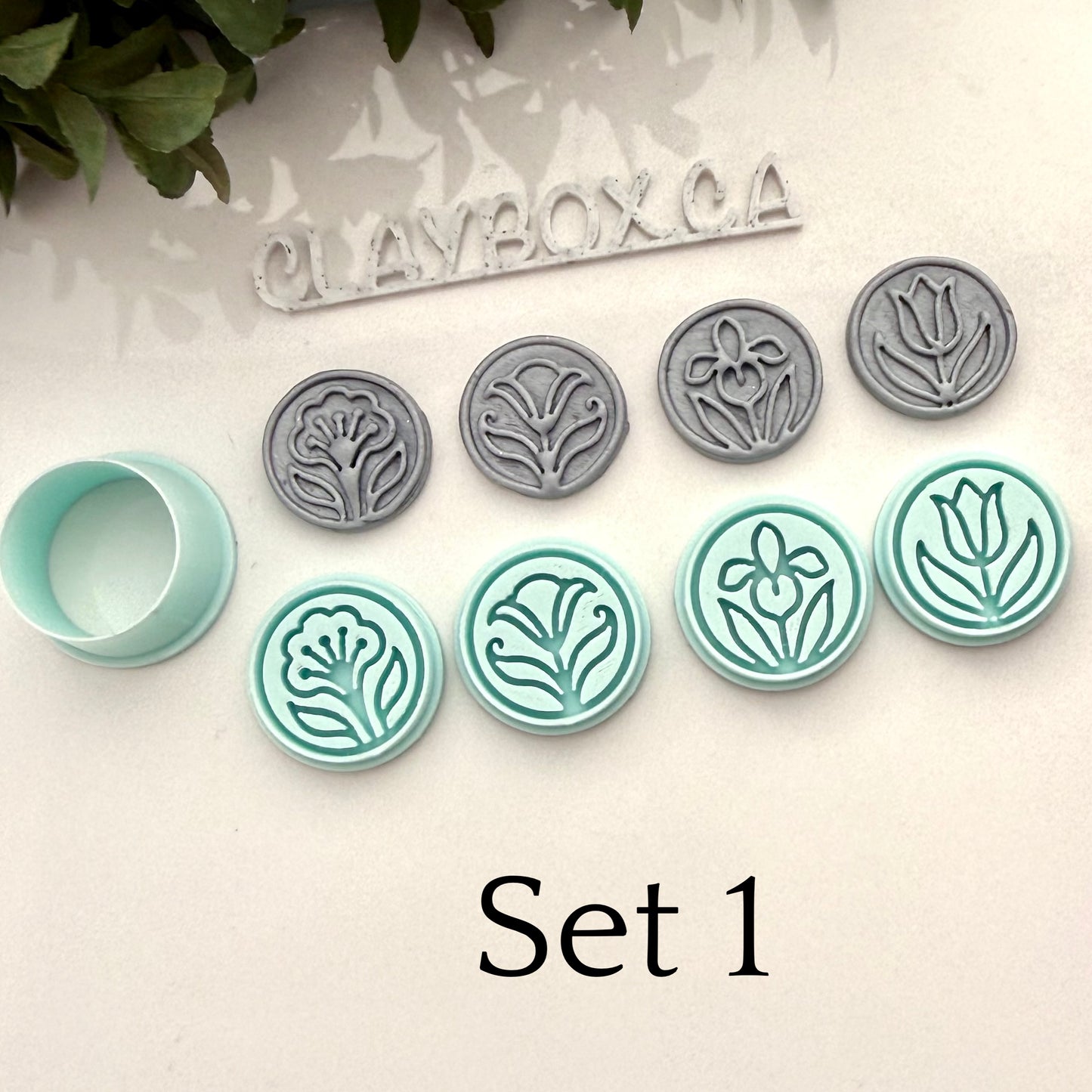 Art Nouveau Flower Stamps - Polymer Clay Deboss Stamp Sets - Floral Stamps with Cutter