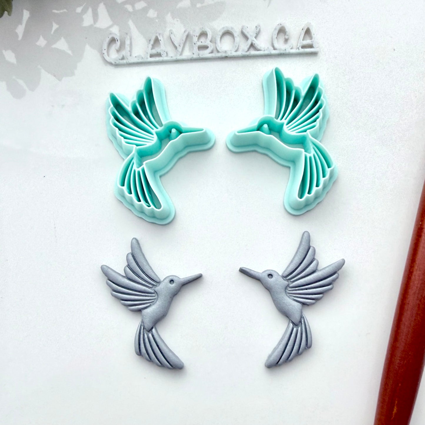 Hummingbird Cutter Pair - Polymer Clay Cutters - Mirrored Bird Earring Cutters