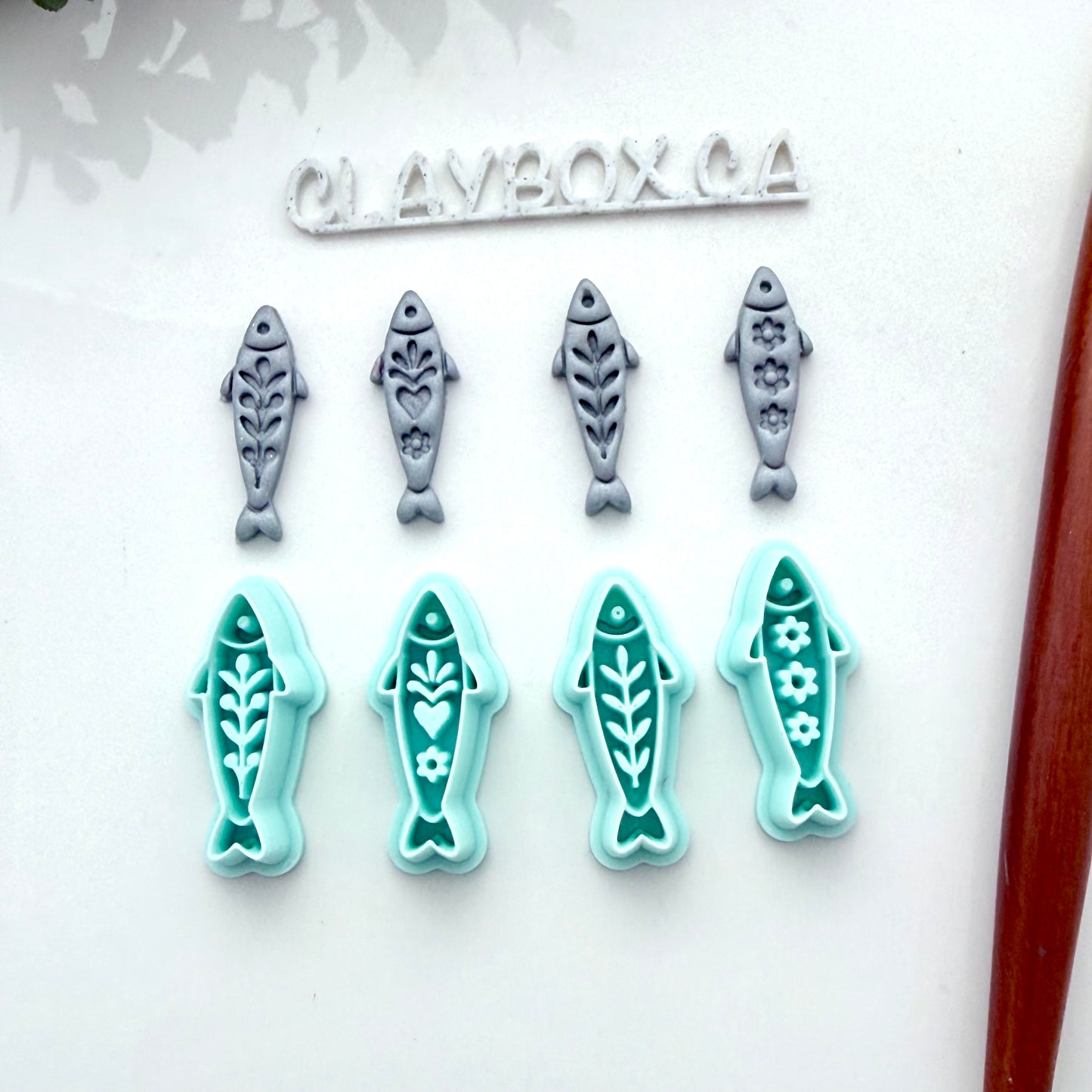 Folk Art Sardine Cutter Set - 4 Polymer Clay Fish Cutters