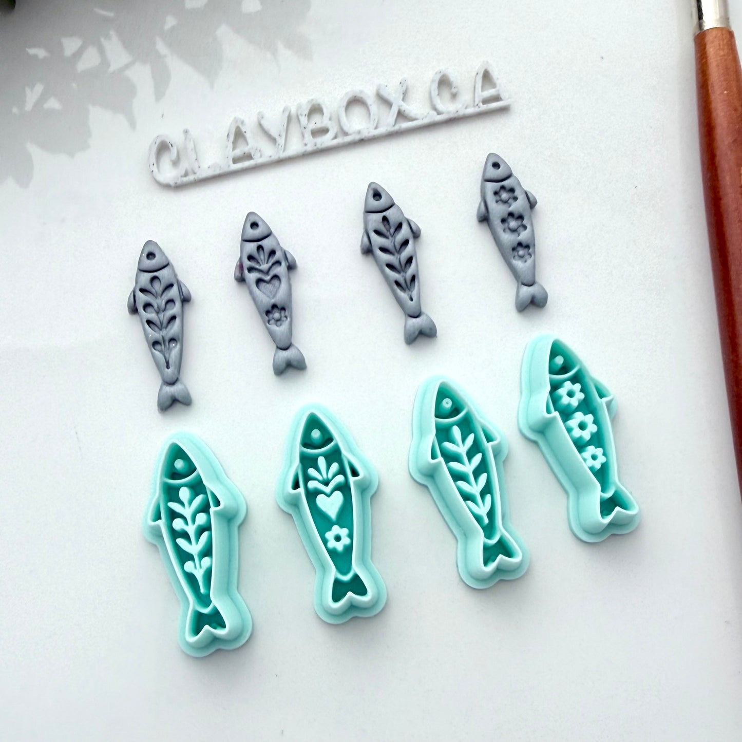 Folk Art Sardine Cutter Set - 4 Polymer Clay Fish Cutters