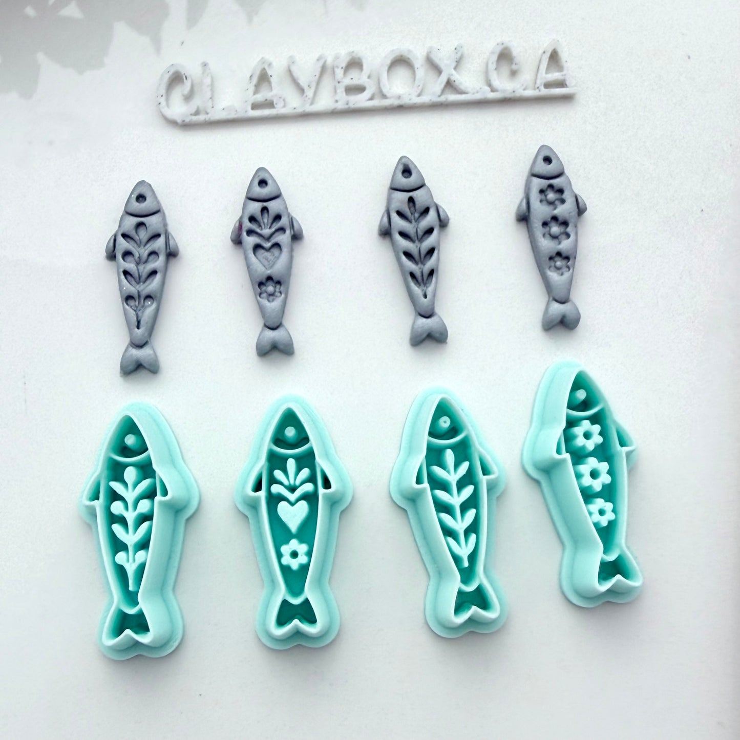 Folk Art Sardine Cutter Set - 4 Polymer Clay Fish Cutters