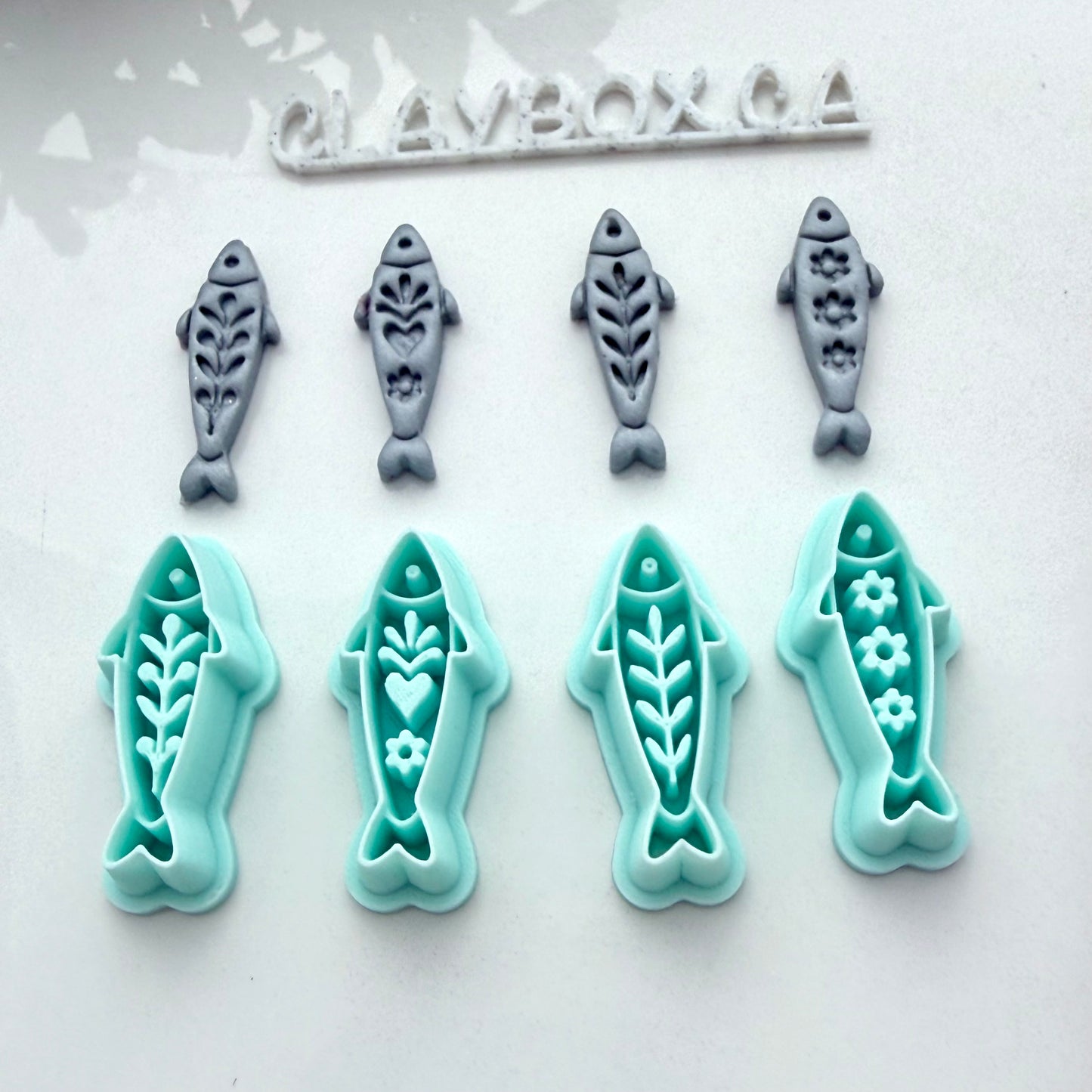 Folk Art Sardine Cutter Set - 4 Polymer Clay Fish Cutters