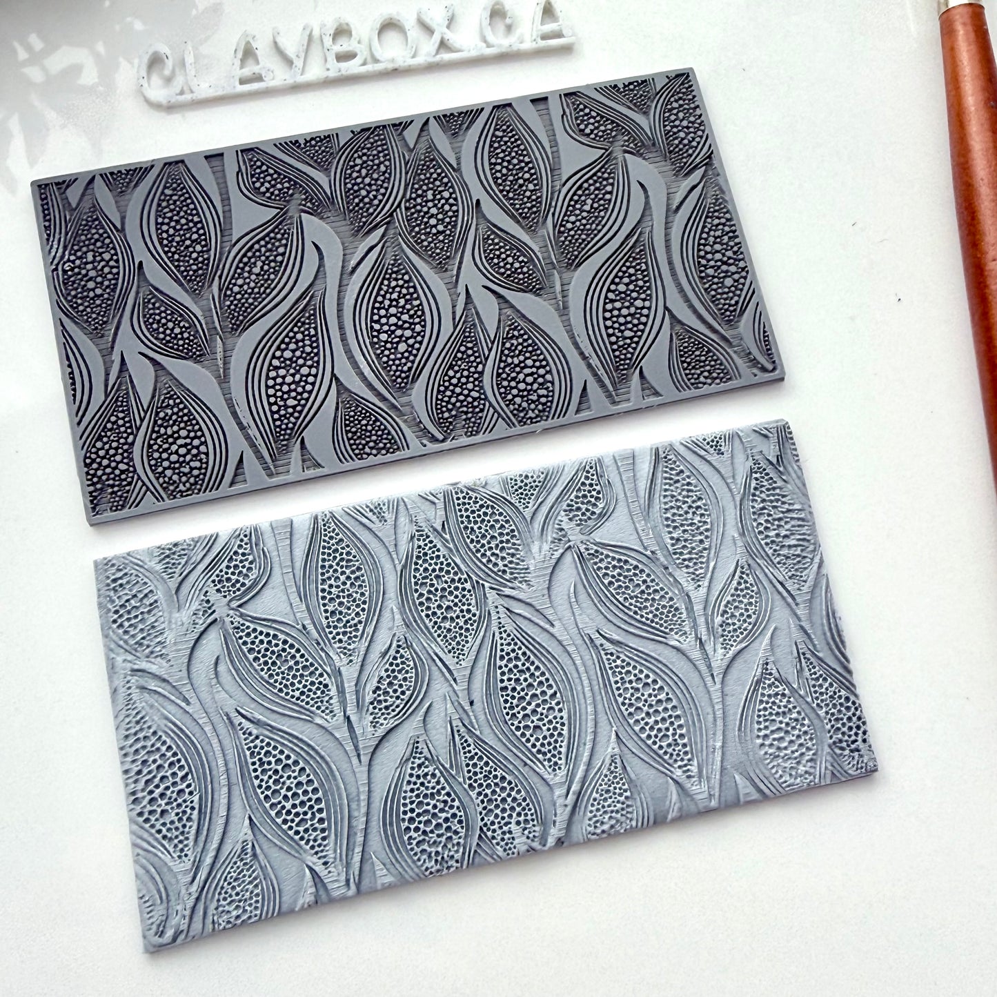 Pod Rubber Texture Mat - Polymer Clay Texture Stamp - Botanical Clay Mat