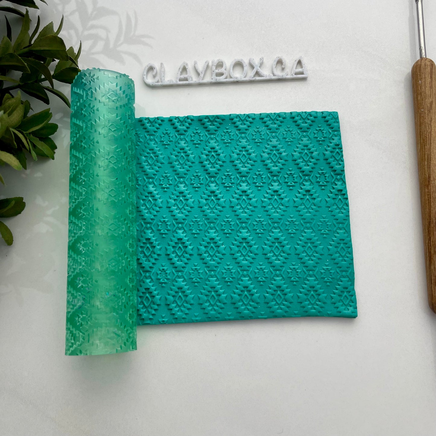 Polymer Clay Texture Roller – Southwest Aztec Pattern Roller – Clay Slab Texture Tool – Geometric Clay Roller