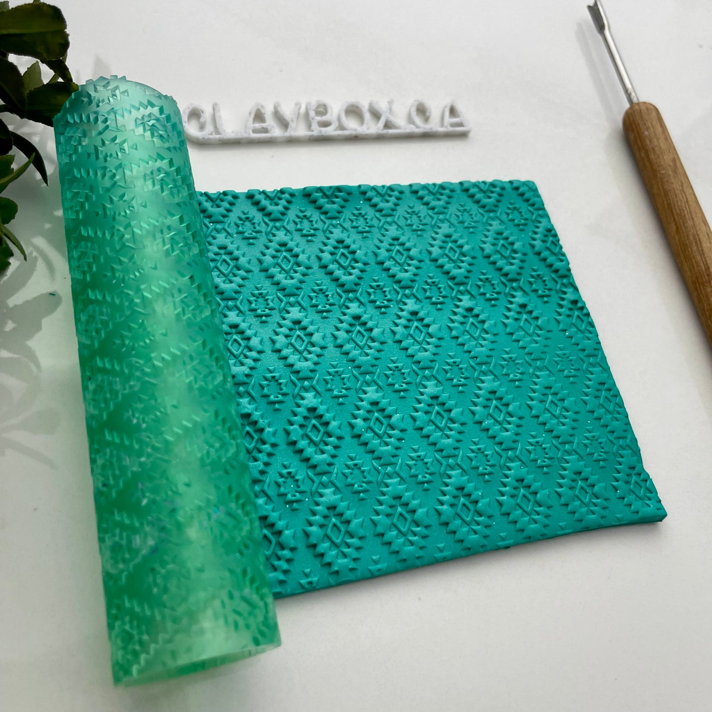 Polymer Clay Texture Roller – Southwest Aztec Pattern Roller – Clay Slab Texture Tool – Geometric Clay Roller