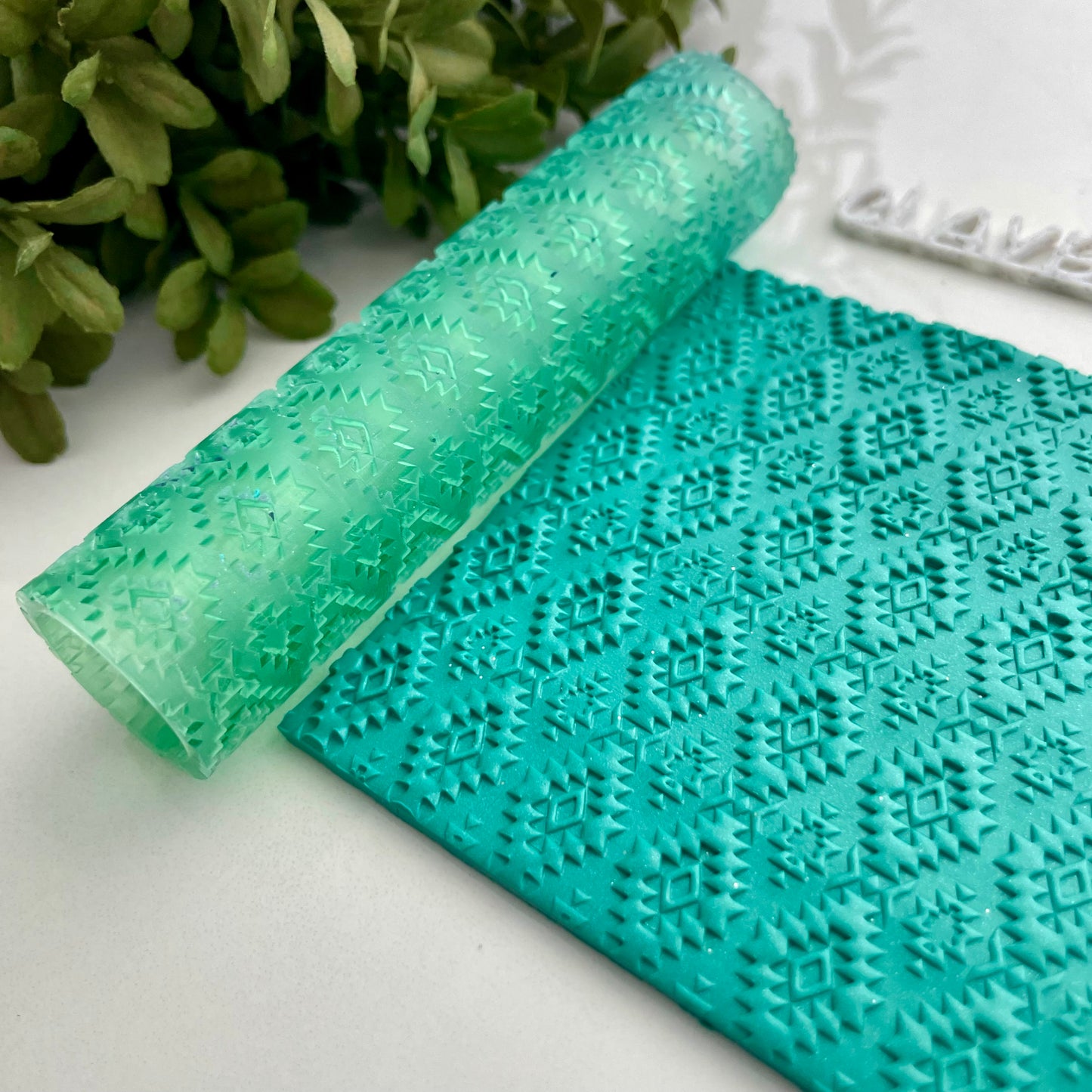 Polymer Clay Texture Roller – Southwest Aztec Pattern Roller – Clay Slab Texture Tool – Geometric Clay Roller