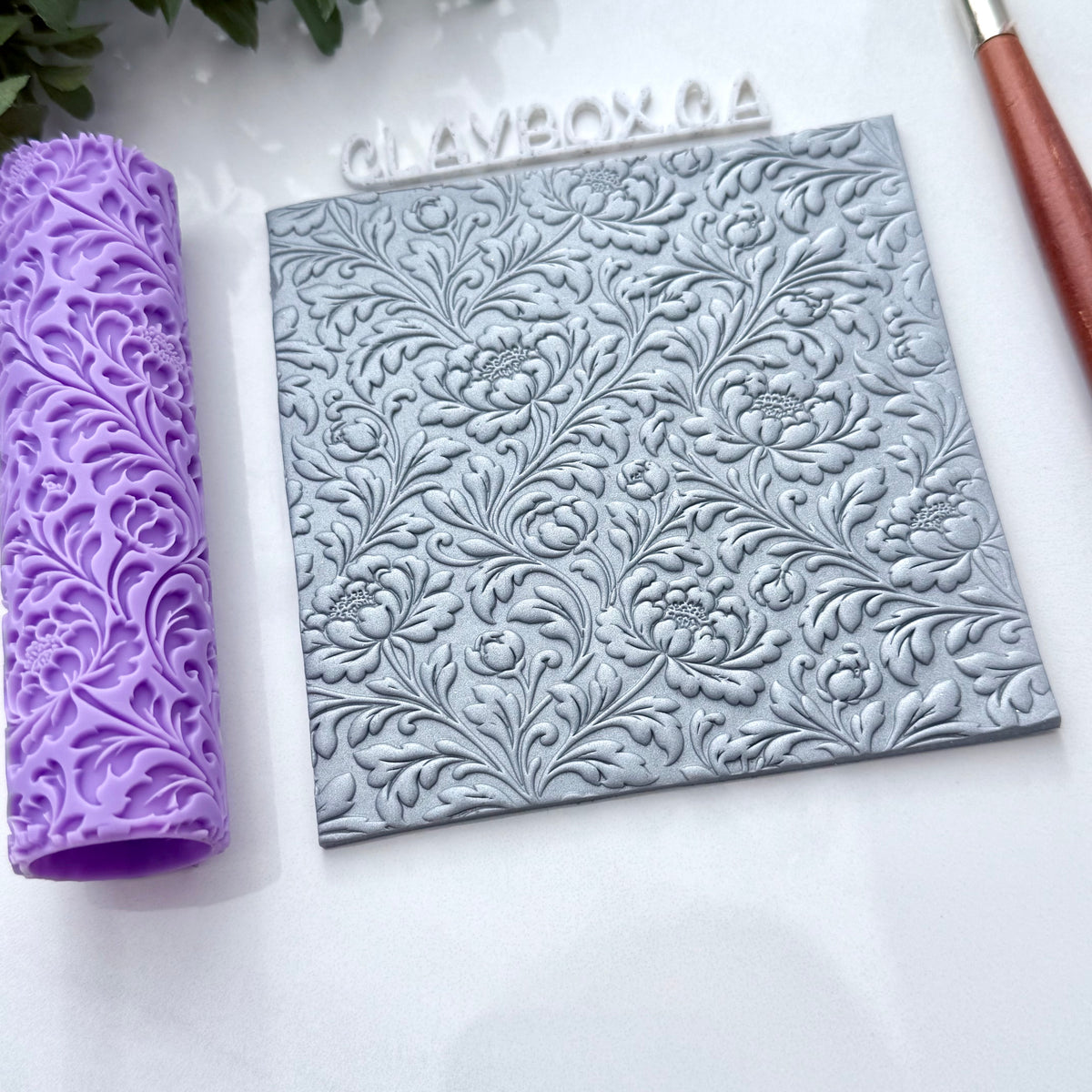 Vintage Peonies Texture Roller - Polymer Clay Embossing Roller - Floral Clay Texture Tool - Botanical Jewelry Making Supplies